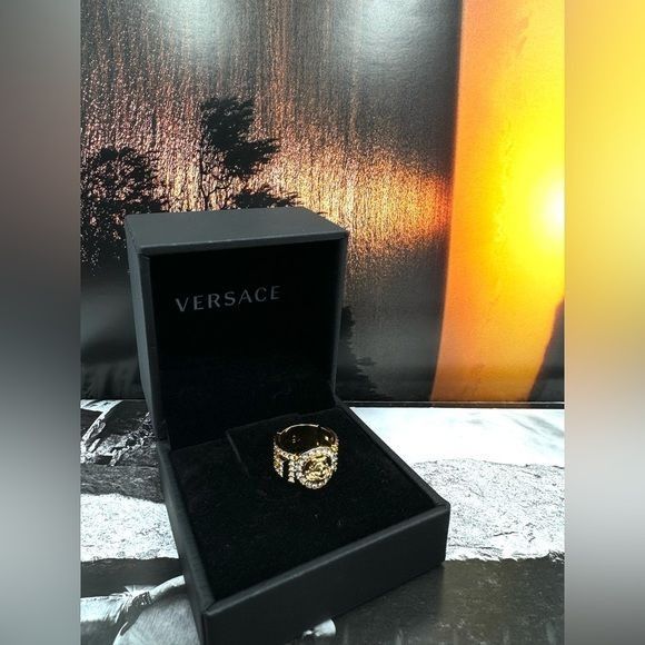 image of Versace Medusa Head Ring in Gold, Women's