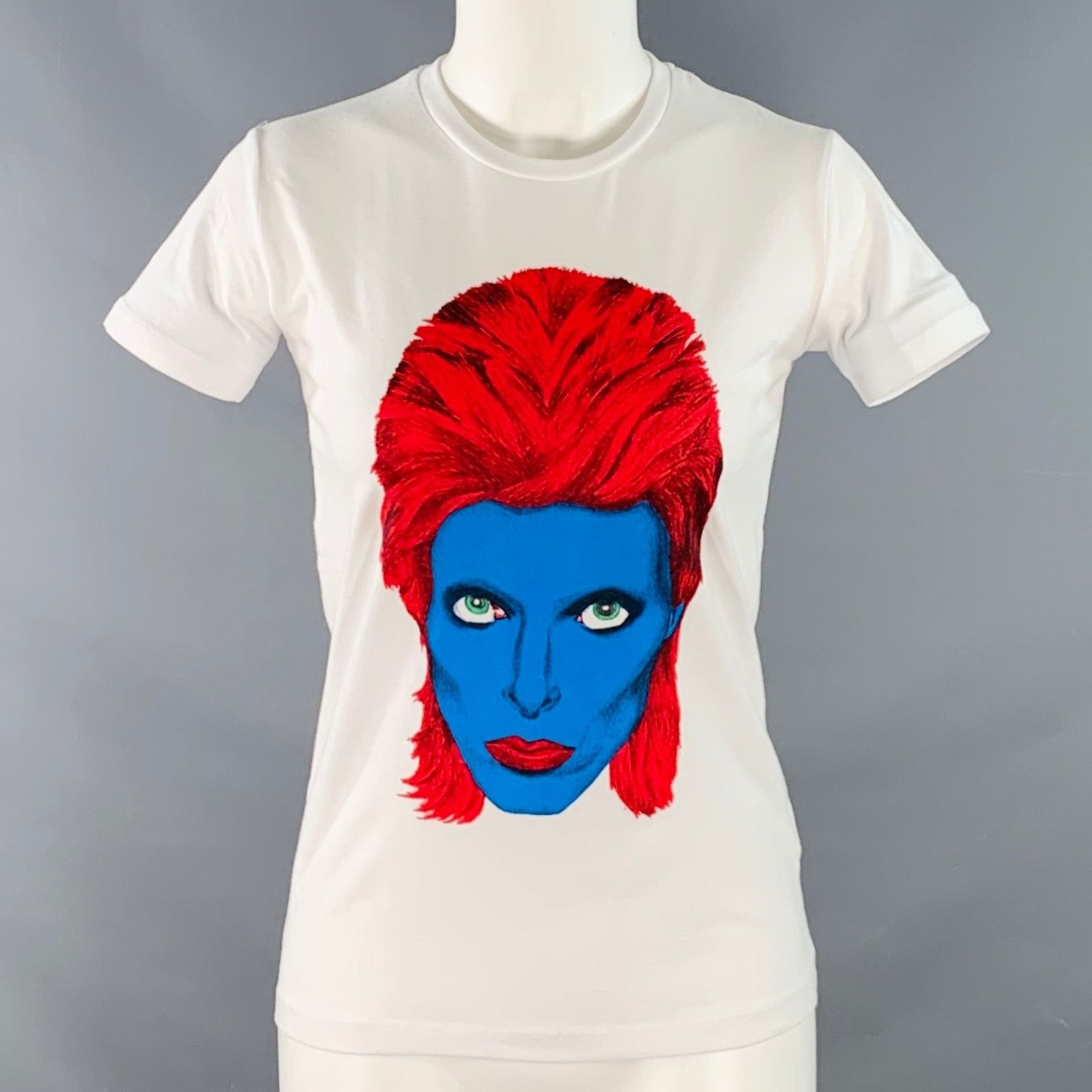 John Richmond White Multi Color Cotton Blend David Bowie Print T-Shirt Size XS / US 0-2 / IT 36-38 - 1 Thumbnail