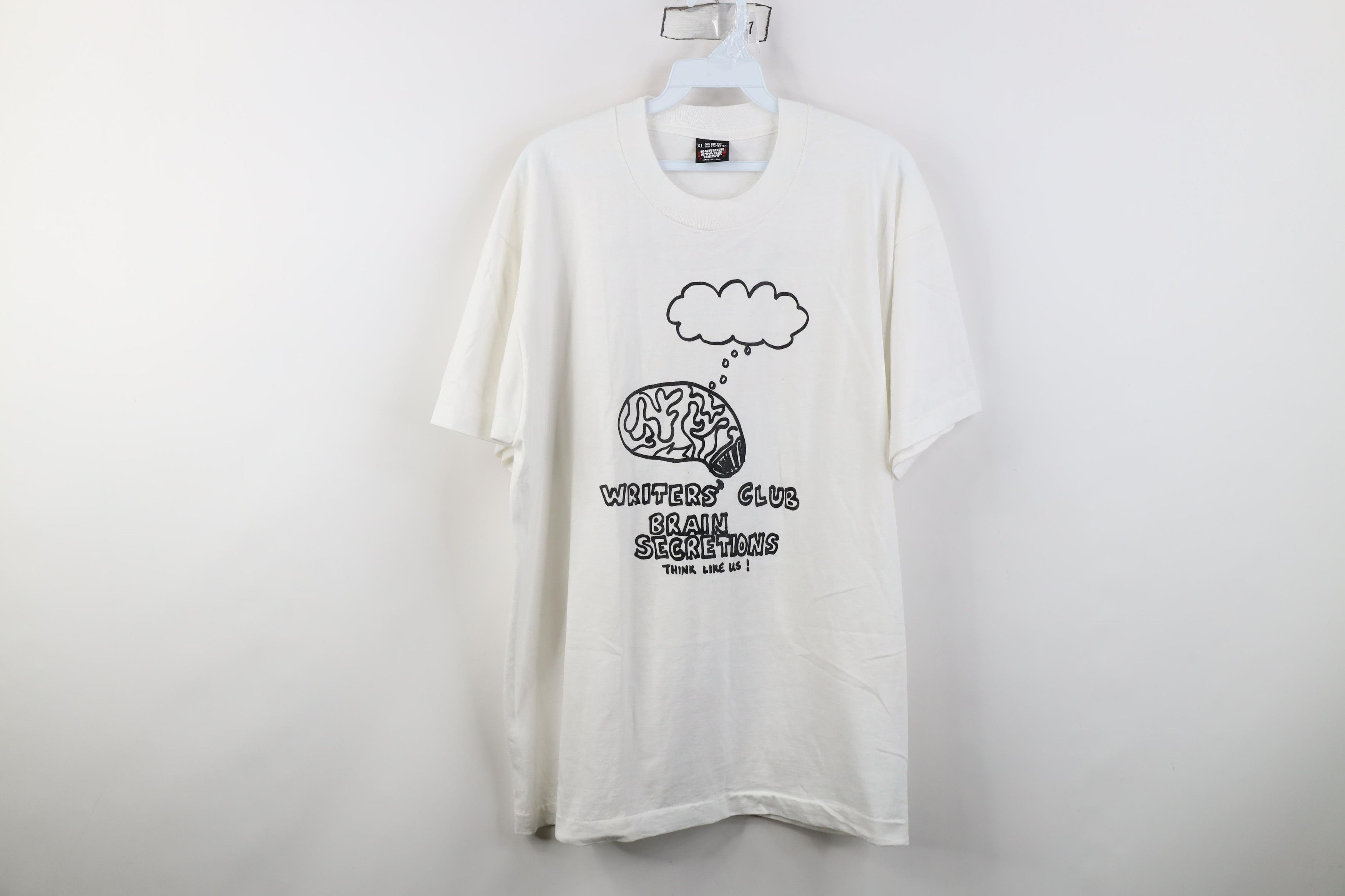 Vintage Vintage 90s Streetwear Writers Club Brain Secretions T-Shirt Size US XL / EU 56 / 4 - 1 Thumbnail