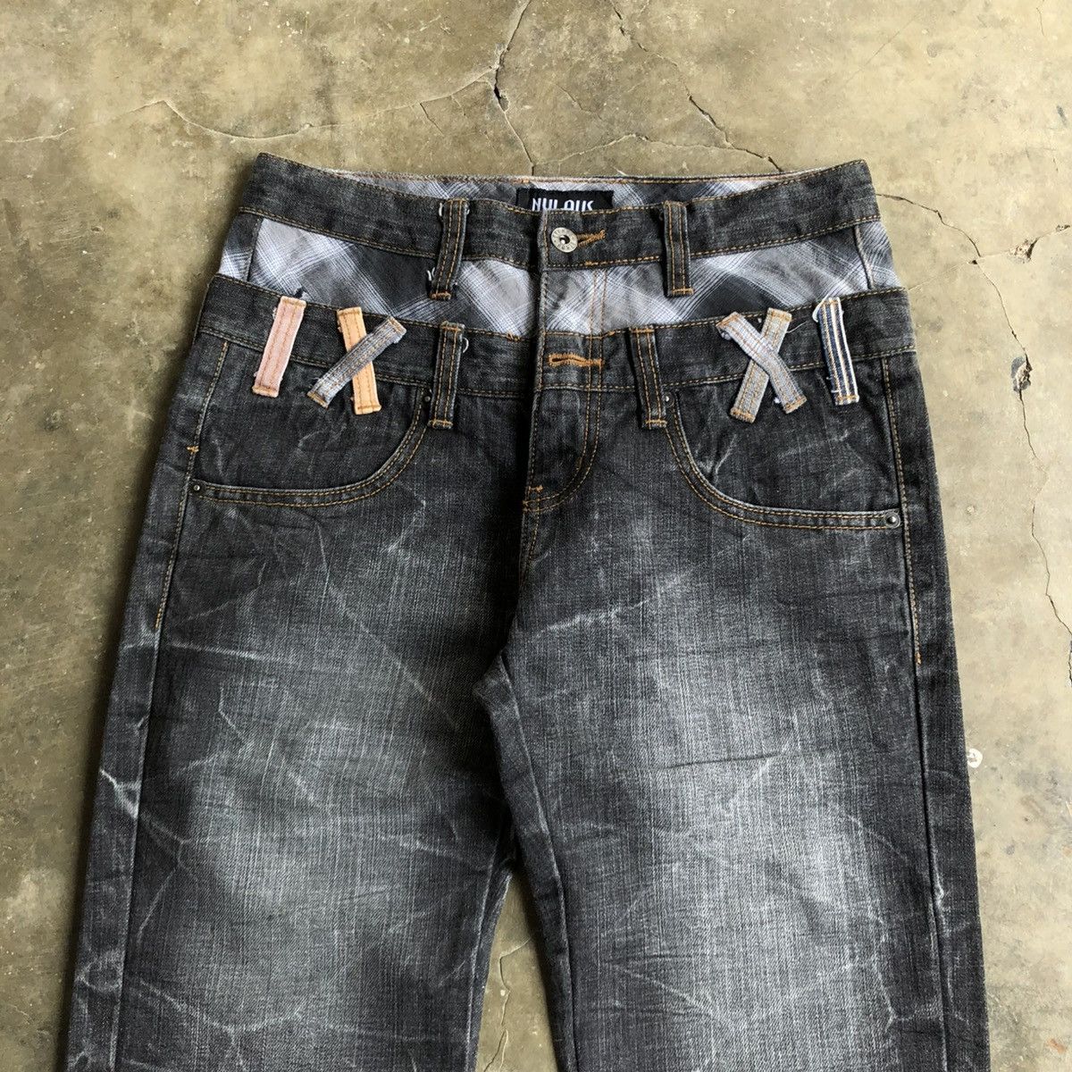 14th Addiction 2000s Nylaus Double Waist Denim Jeans Pant Faded Y2k Size US 28 / EU 44 - 2 Thumbnail