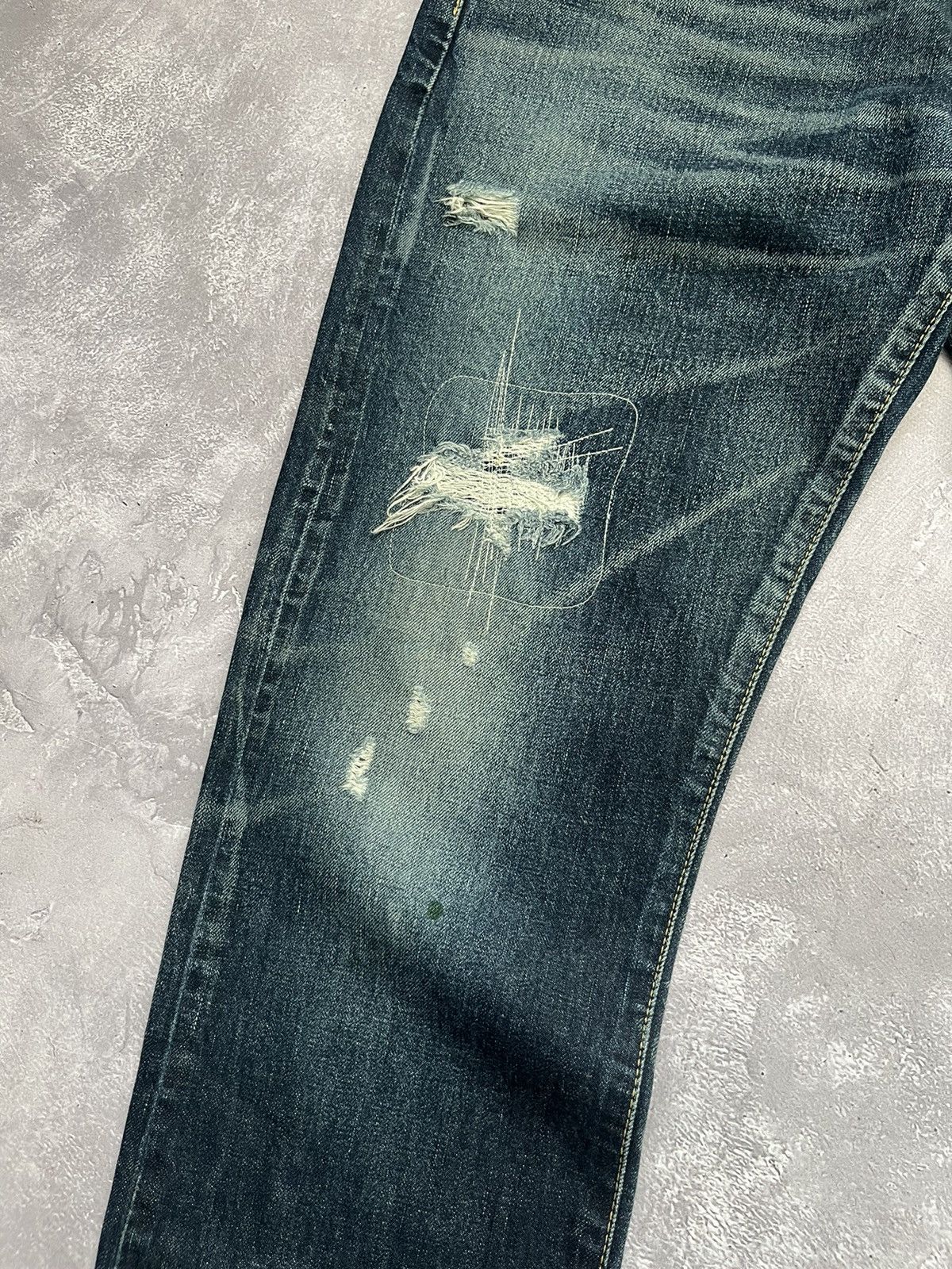 Edwin Vtg Edwin Distressed Mudwash Selvage Denim Pants Jeans 31x33 Size US 31 - 7 Thumbnail