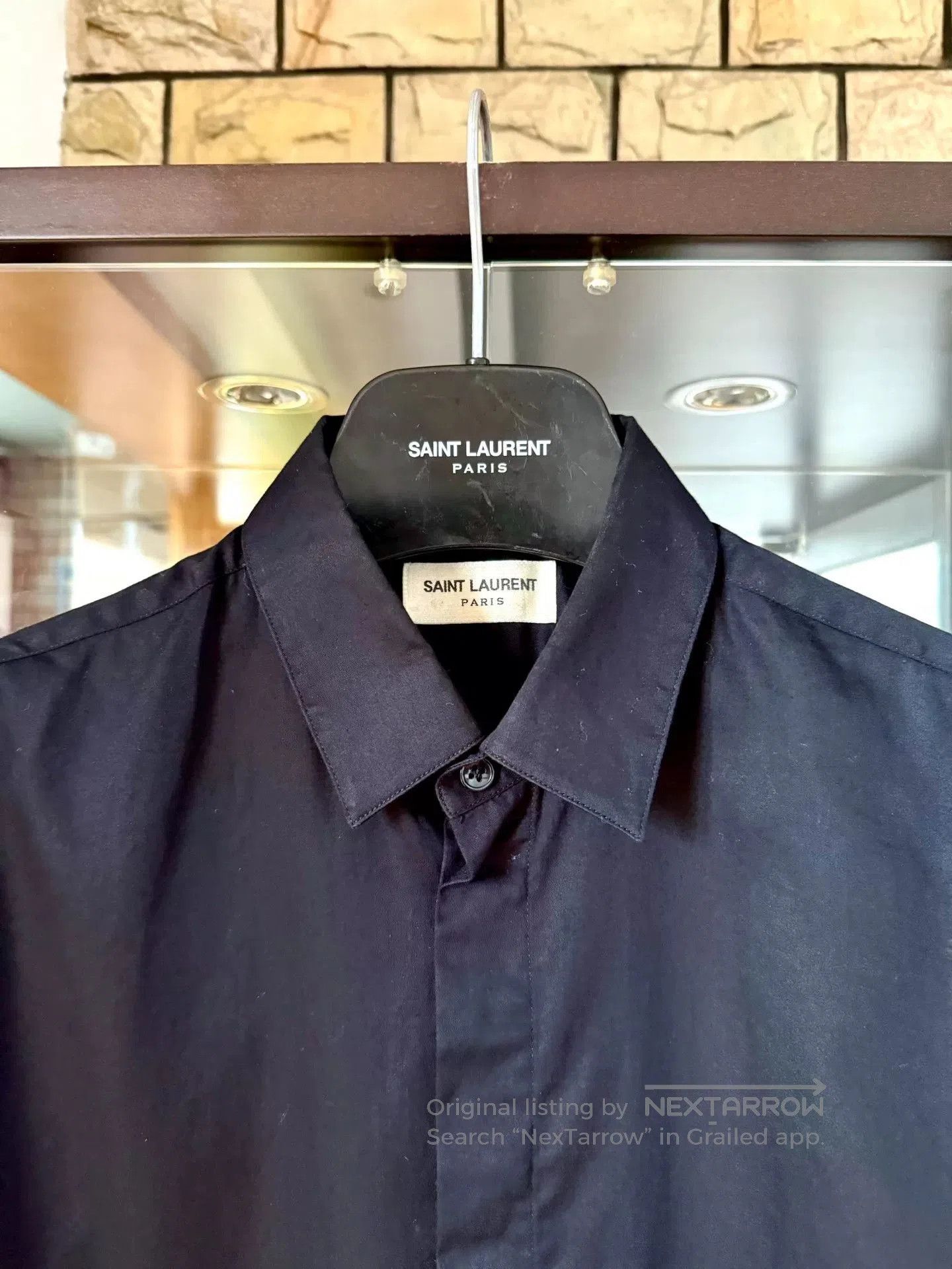 Saint Laurent Paris Saint Laurent 20FW Runway Black Poplin Shirt. Size US M / EU 48-50 / 2 - 3 Thumbnail
