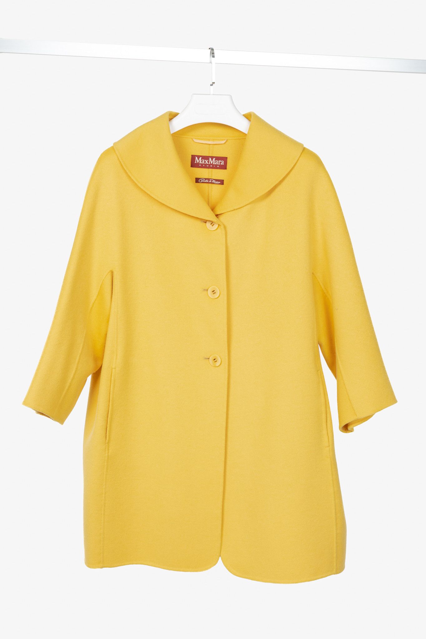 Max Mara Max Mara Studio Yellow Double-Faced Wool Shawl-Collar Coat Size XL / US 12-14 / IT 48-50 - 1 Thumbnail