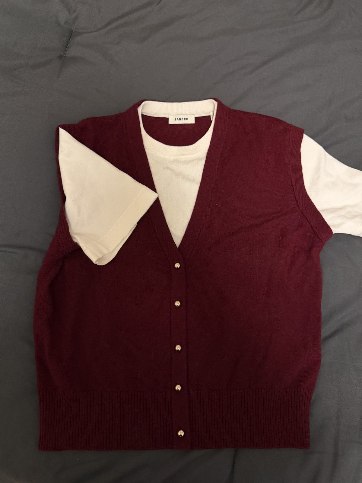 Sandro Sandro Knit Vest (Burgundy) Size S / US 4 / IT 40 - 2 Thumbnail