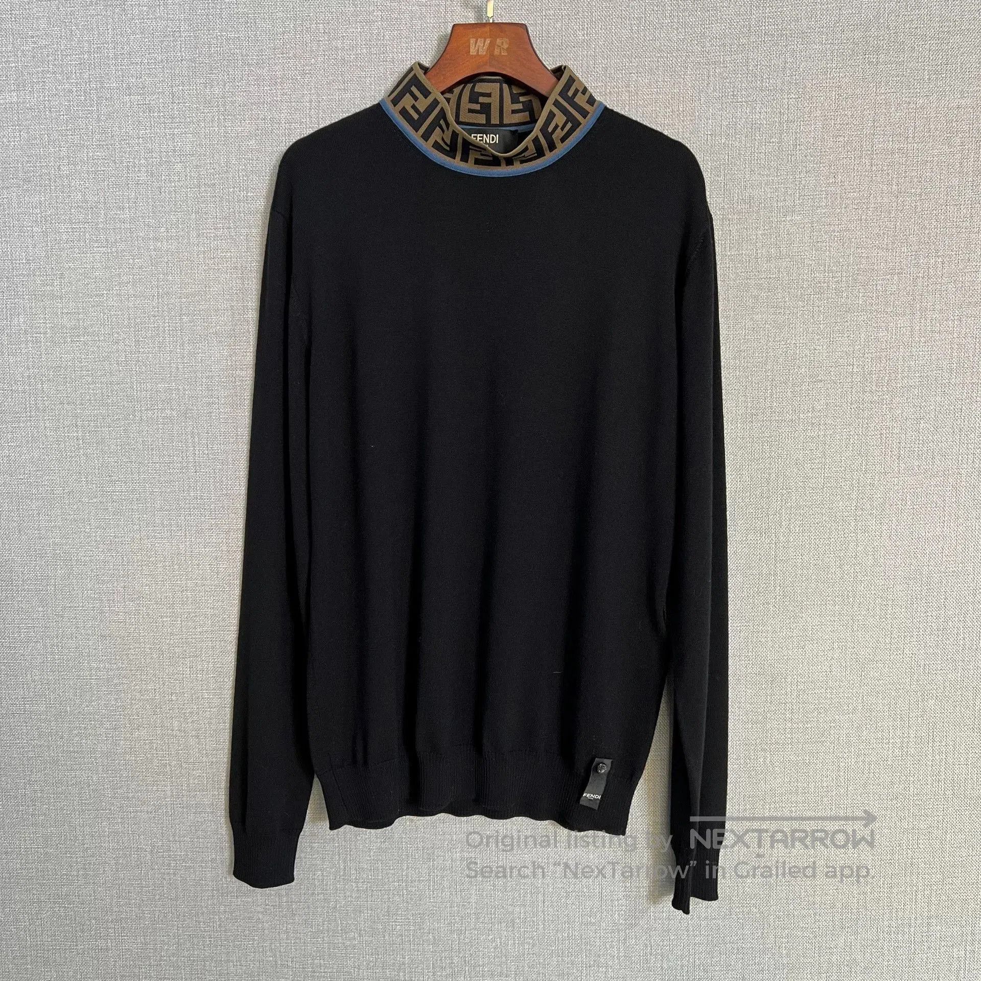 Fendi Fendi Black Collar Logo Wool Sweater. Size US M / EU 48-50 / 2 - 1 Thumbnail