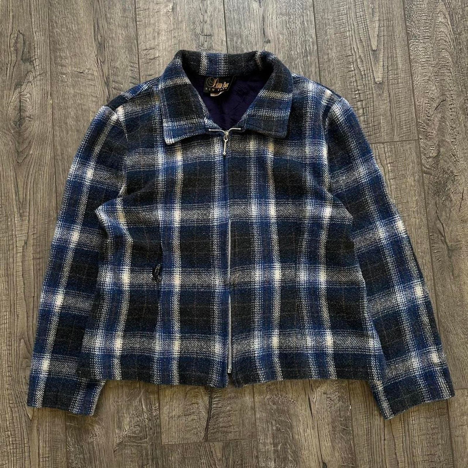 Vintage Vintage 70s 80s Retro Plaid Wool Zip Up Cropped Work Jacket Size M / US 6-8 / IT 42-44 - 4 Thumbnail