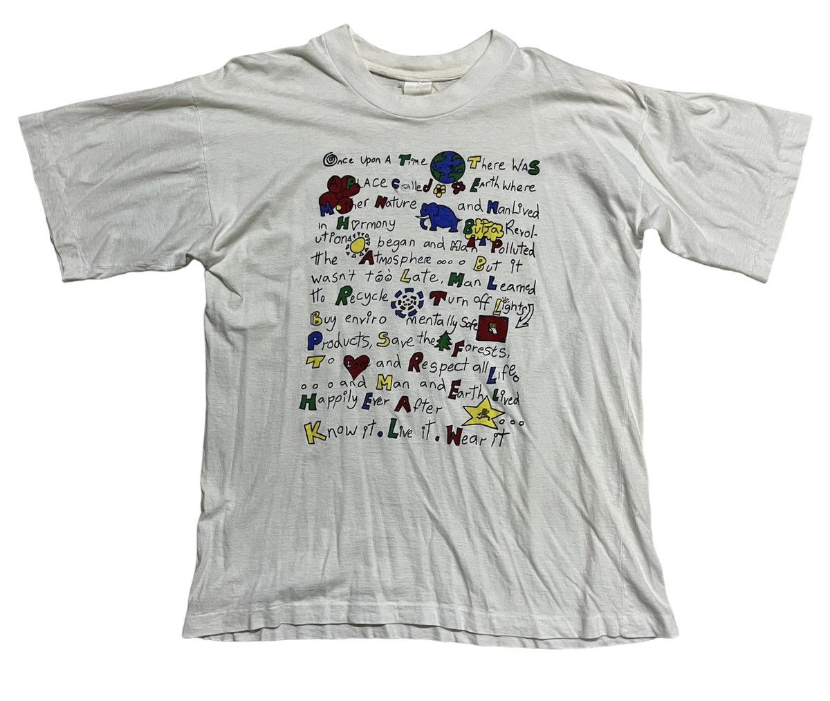 Vintage Vintage Wording “Save The Earth” T Shirt Size US S / EU 44-46 / 1 - 1 Thumbnail