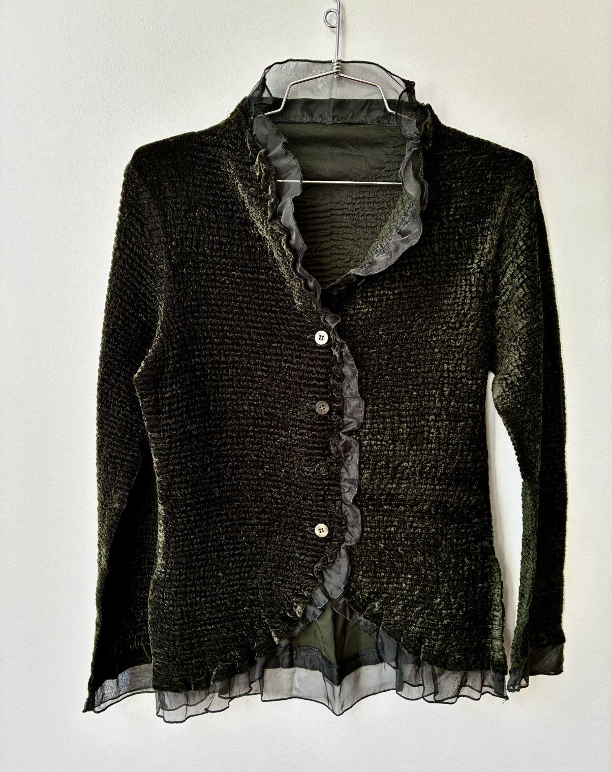 Pleats Please Issey Miyake Yoshiki Hishinuma Rare Vintage Velvet Lace Fringe Cardigan Size M / US 6-8 / IT 42-44 - 18 Thumbnail