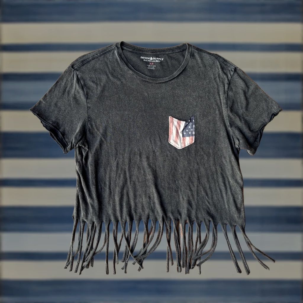 Vintage VINTAGE Denim & Supply Ralph Lauren USA Flag Fringe Top Womens XS Size XS / US 0-2 / IT 36-38 - 1 Thumbnail