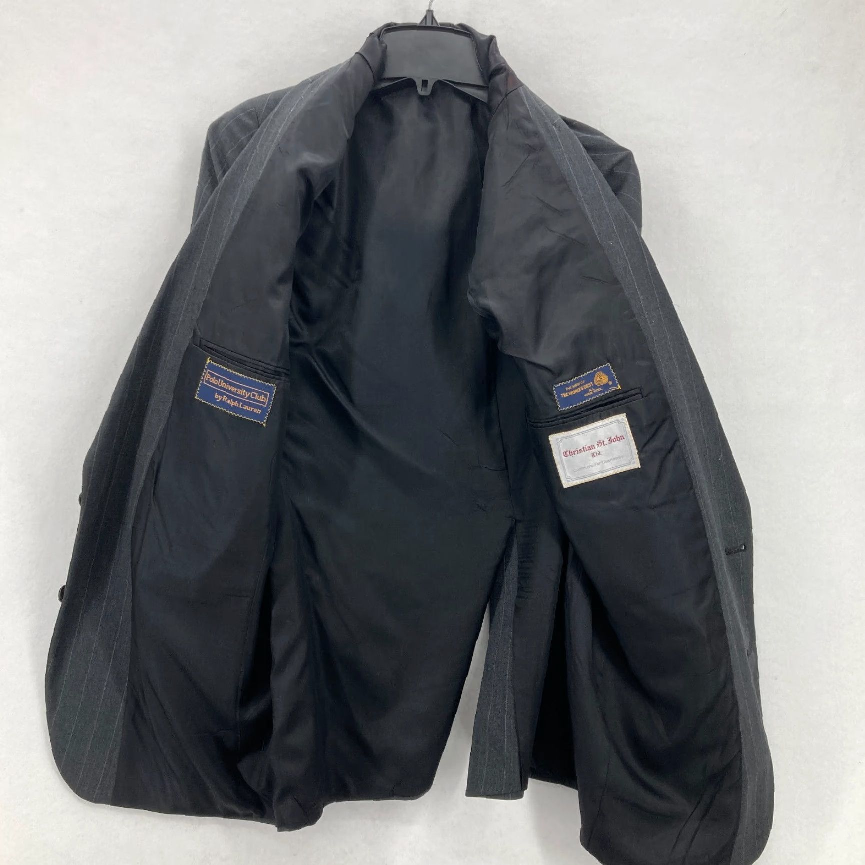 Polo Ralph Lauren VINTAGE Polo University Club Blazer Sport Coat Mens 42 Gray Striped Union Made Size US XL / EU 56 / 4 - 4 Thumbnail