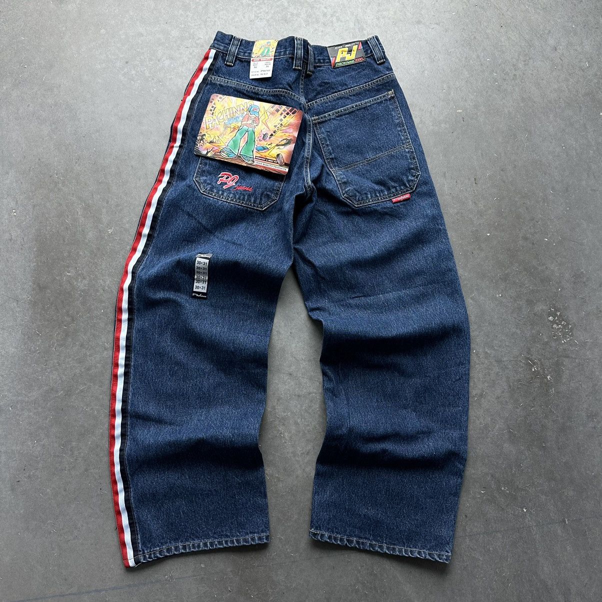 Pre-owned Jnco X Vintage Crazy Vintage Y2k Jnco Style Baggy Jeans Wide Leg Grunge Nwt In Navy