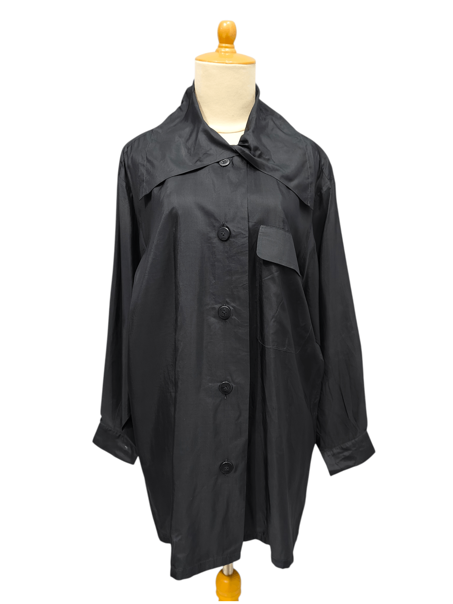 Issey Miyake 90s Issey Miyake🇯🇵 Sculptural Collar Oversized Satin Shirt Size L / US 10 / IT 46 - 1 Thumbnail