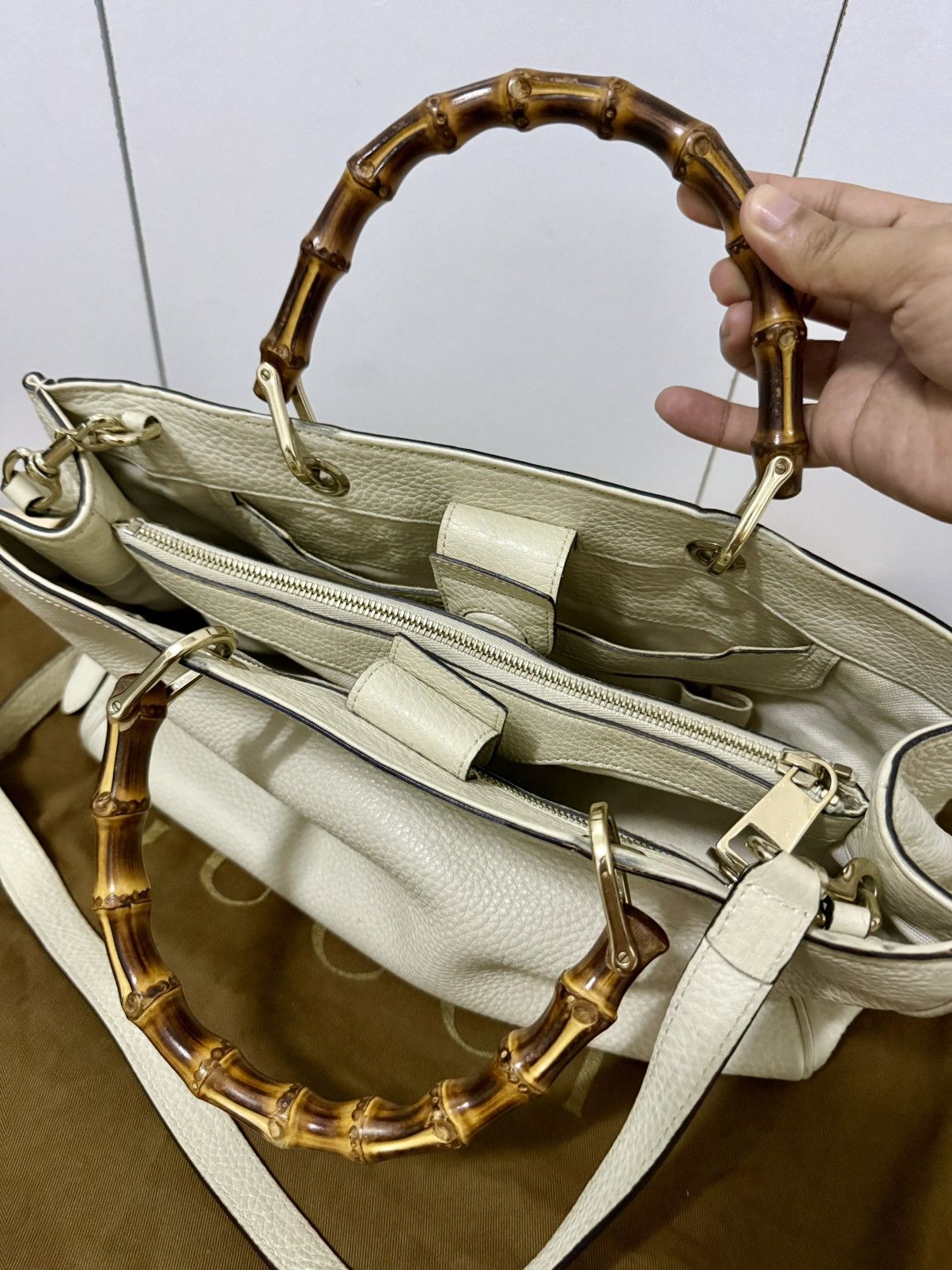 Gucci Gucci Bamboo Shopper Pebbled Leather 2 way Small Size ONE SIZE - 8 Thumbnail