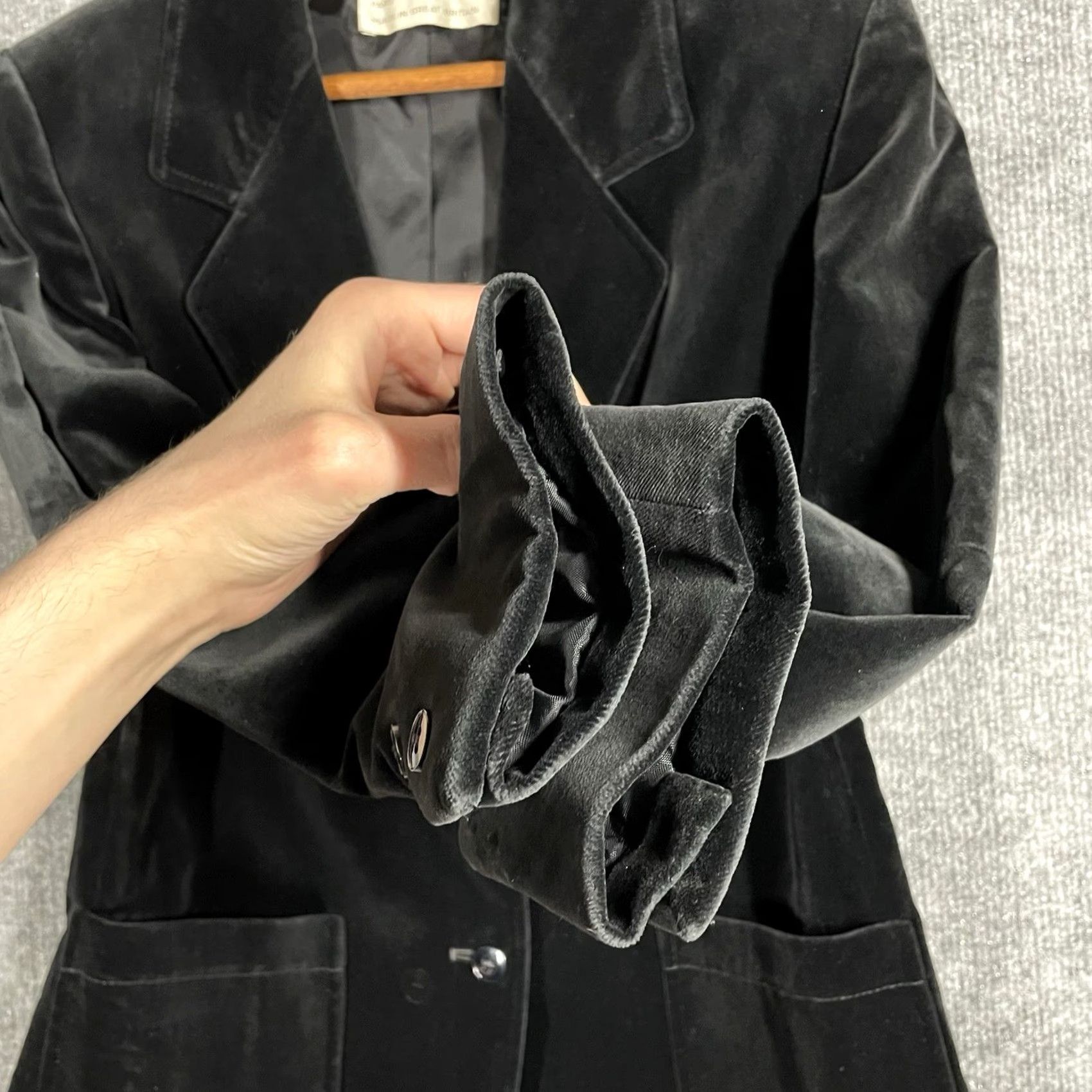 Vintage VINTAGE Blazer Jacket Women 12 Black Cotton Velour Velvet Blazer Size XL / US 12-14 / IT 48-50 - 5 Thumbnail