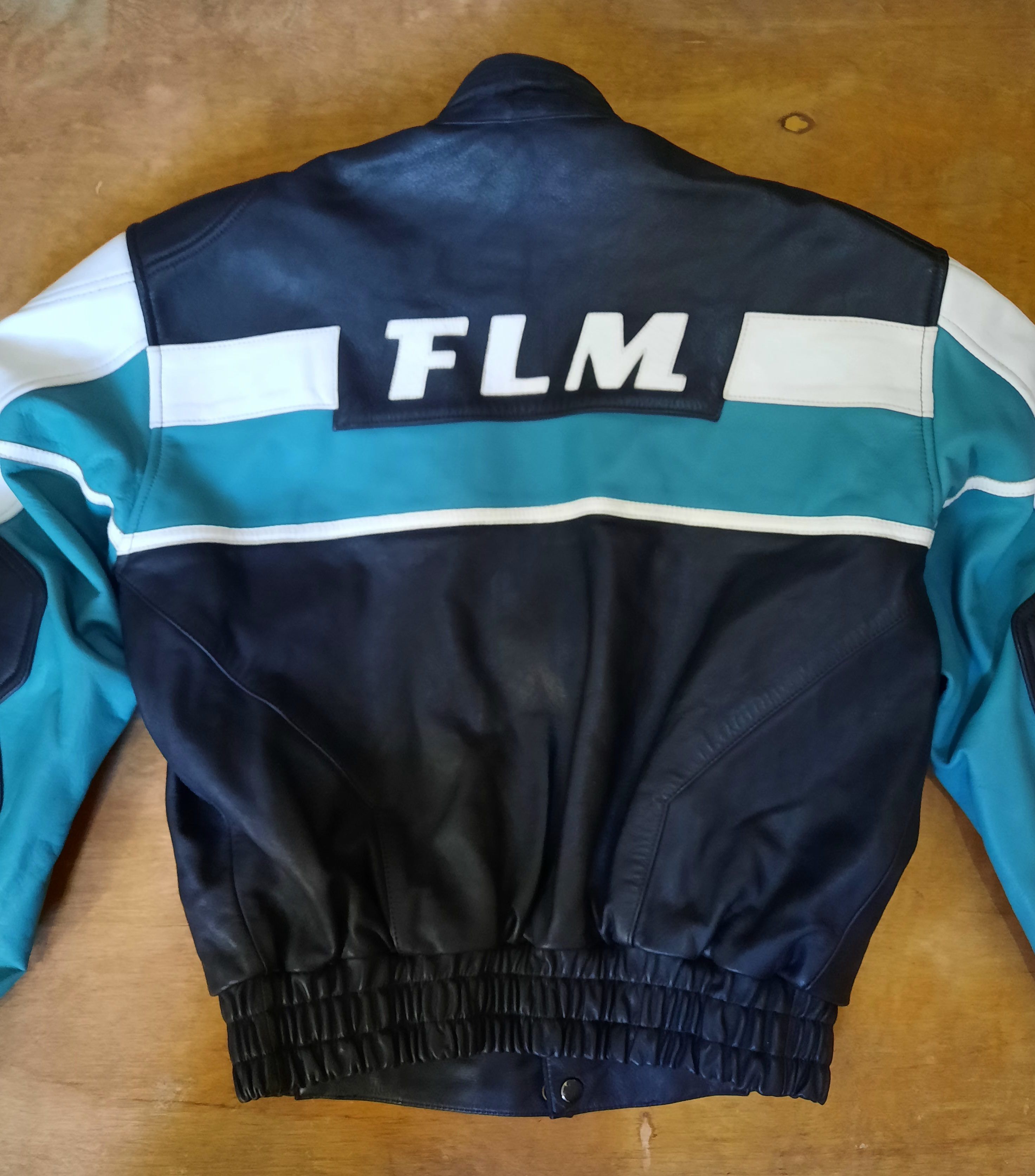 Vintage 80s 70s FLM Greyhound Racing leather motorcycle jacket Size US L / EU 52-54 / 3 - 6 Thumbnail
