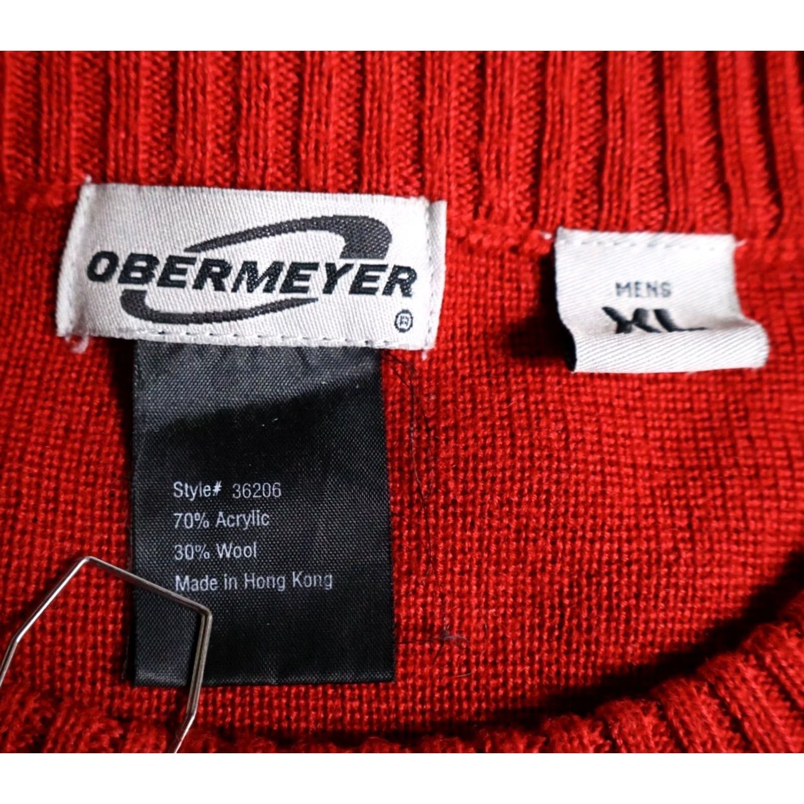 Obermeyer VINTAGE Obermeyer Wool Blend Sweater Men XL Red Black Striped Sleeve Knit Ski 90s Pullover Crew Neck Heavyweight Knit Dry Clean Only Size US XL / EU 56 / 4 - 3 Thumbnail