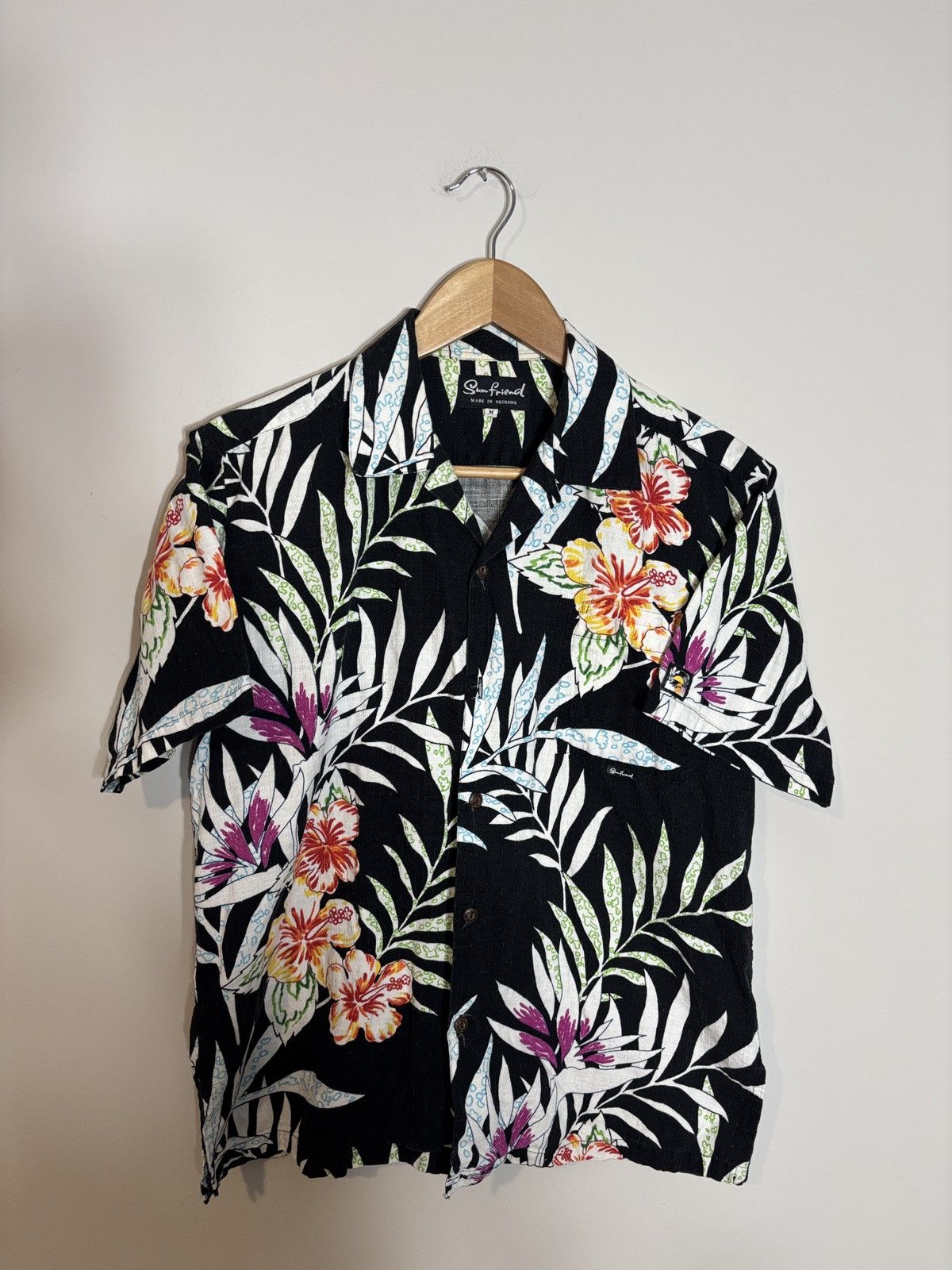 Sun Friend Short Sleeve Button Up Shirt Japanese Hawaiian M