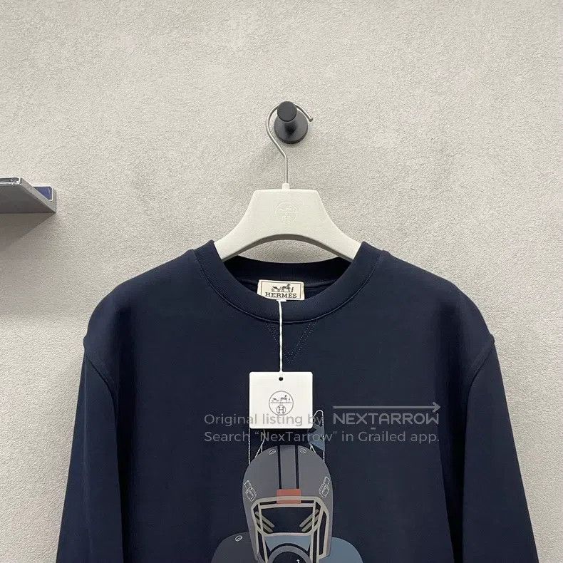 Hermes Hermes Navy Blue Sweatshirt, Pure Cotton Size L / US 10 / IT 46 - 4 Thumbnail