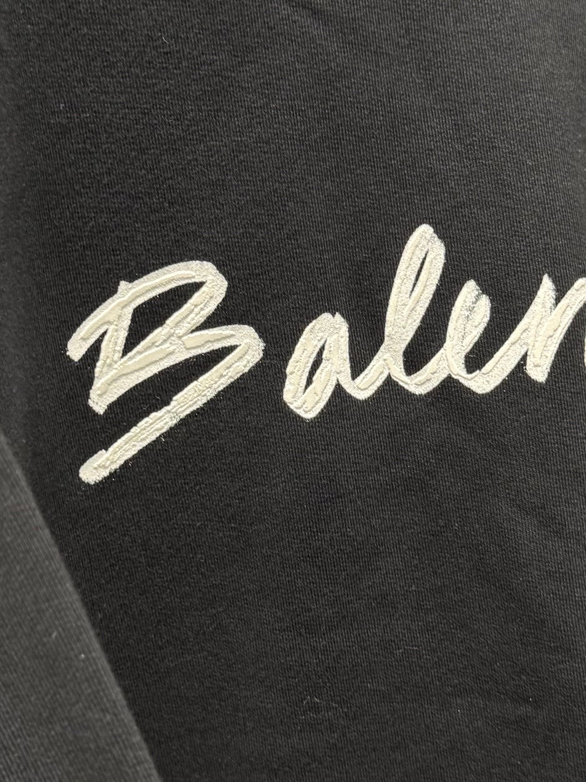 Balenciaga 2022 Balenciaga Painted ‘Script Logo’ Distressed Black Cotton Hoodie Size US M / EU 48-50 / 2 - 2 Thumbnail