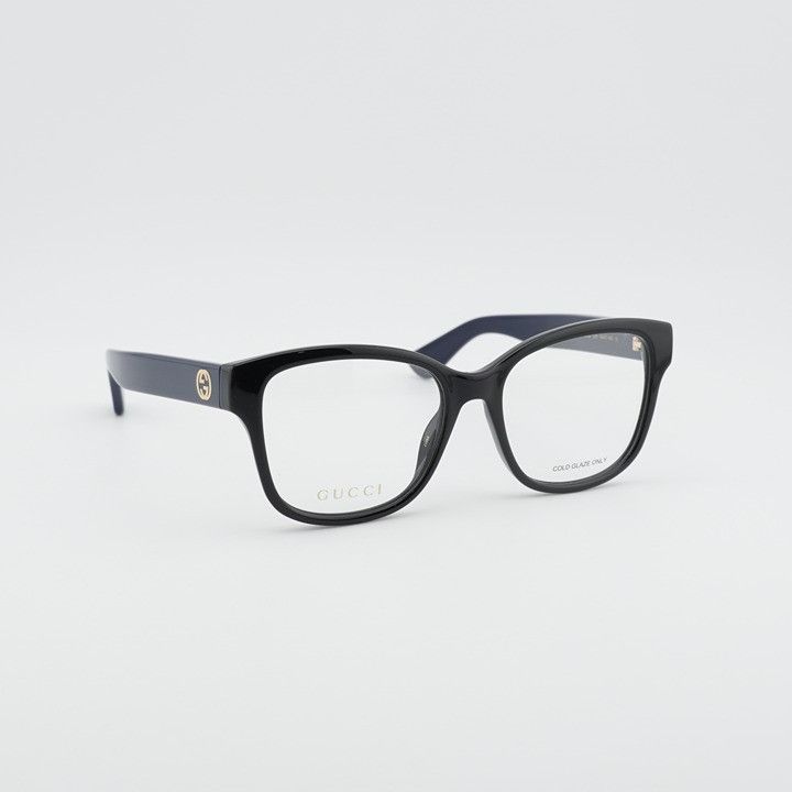 Gucci Gucci GG1340O 010 Eyeglasses Shiny Black/Blue 55mm Square Size ONE SIZE - 5 Thumbnail