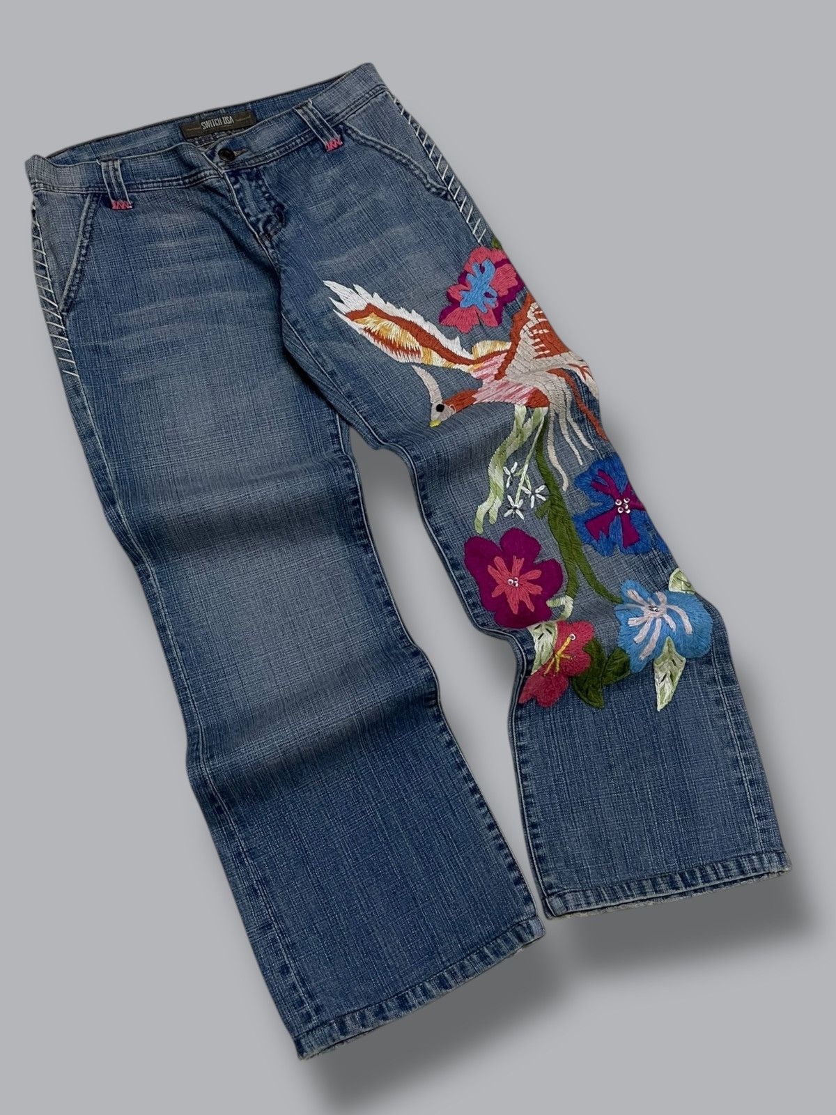 Japanese Brand Vintage 1990s Designer Swtich Usa Embroidered Art Denim Size US 29 - 2 Thumbnail