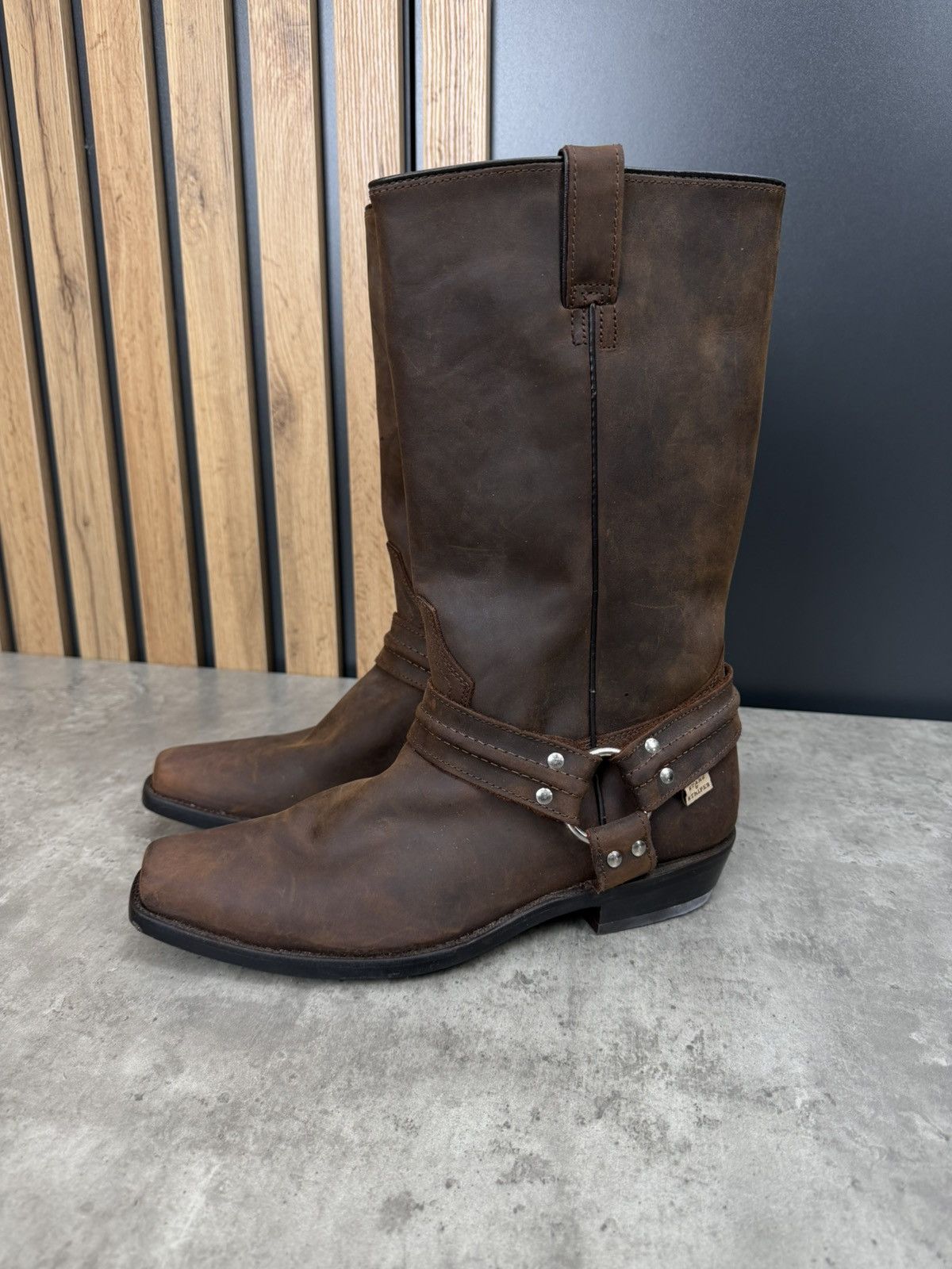 Stars & Stripes Stars & Stripes Brown Leather Biker Western Cowboy Boots Size US 11.5 / EU 44-45 - 1 Thumbnail