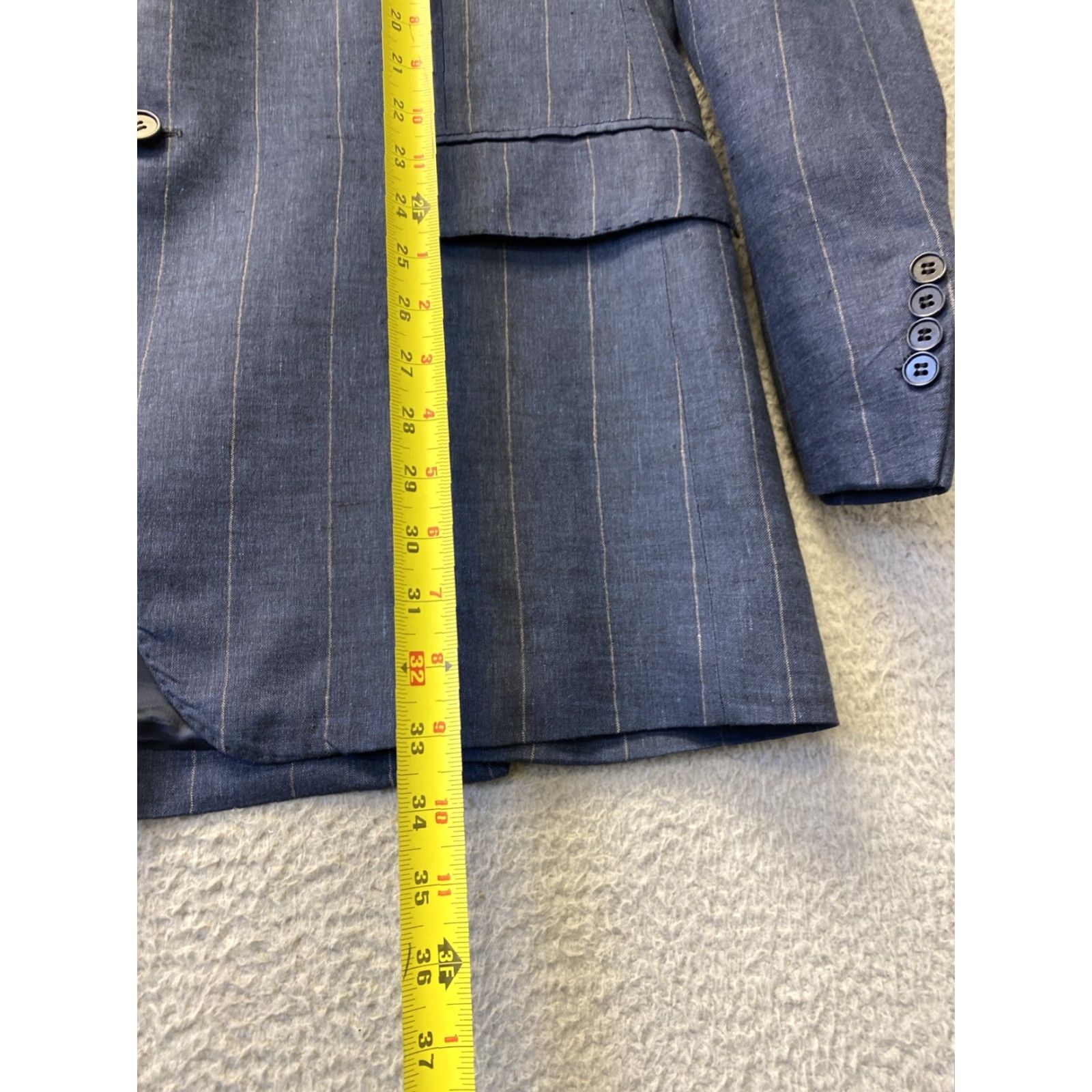 Faconnable VINTAGE Façonnable Linen Sport Coat Jacket Men 44 Navy Tan Stripes Business Casual Italy Size US S / EU 44-46 / 1 - 6 Thumbnail
