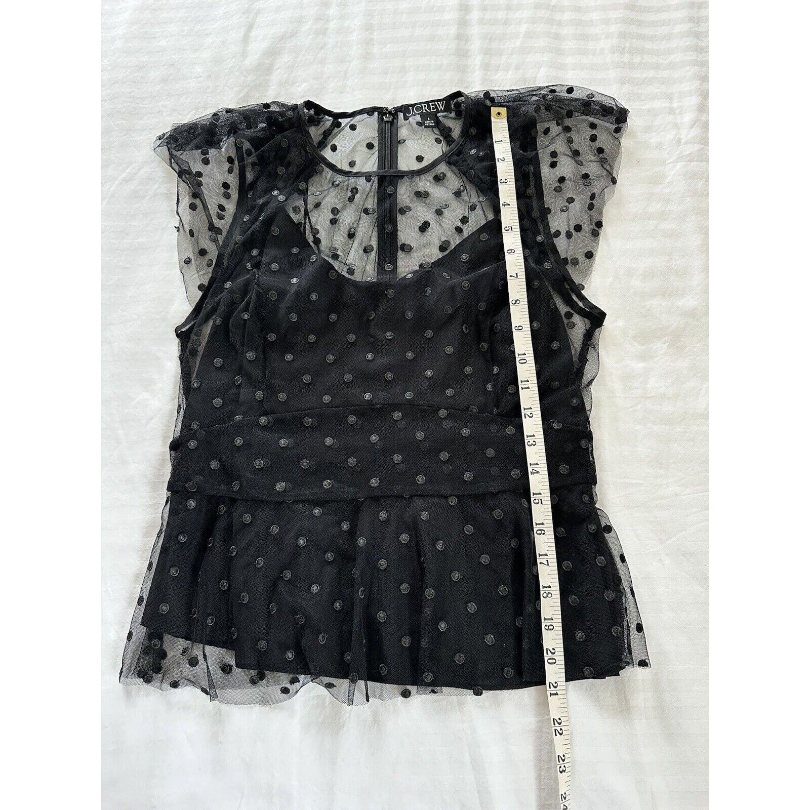 J.Crew J.CREW Black Peplum Formal Top Dotted Tulle Size 6 New Size M / US 6-8 / IT 42-44 - 5 Thumbnail