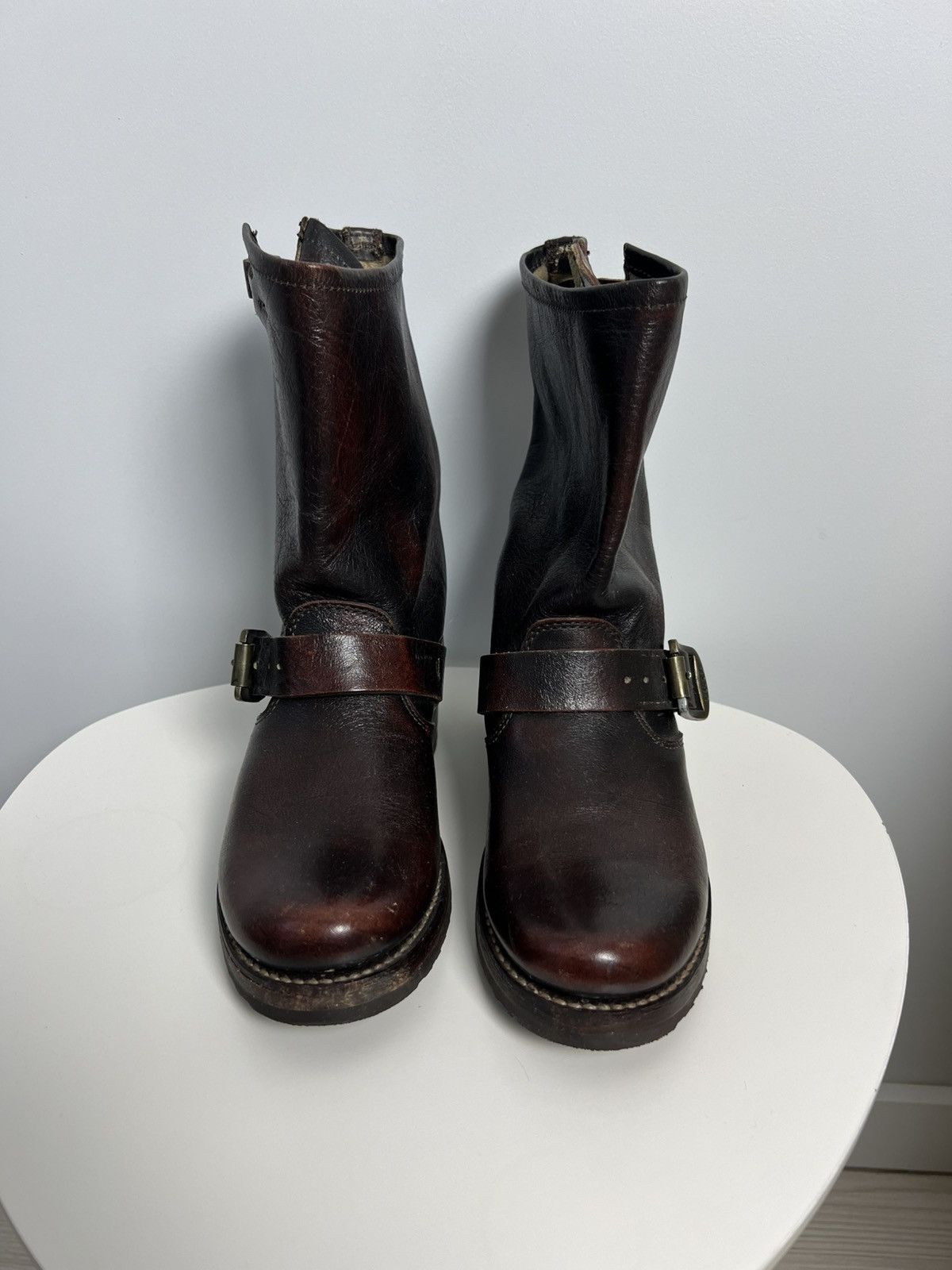 Frye Frye Cowboy Brown Leather Calf Riding Boots Size 8 Size US 8 / IT 38 - 6 Thumbnail