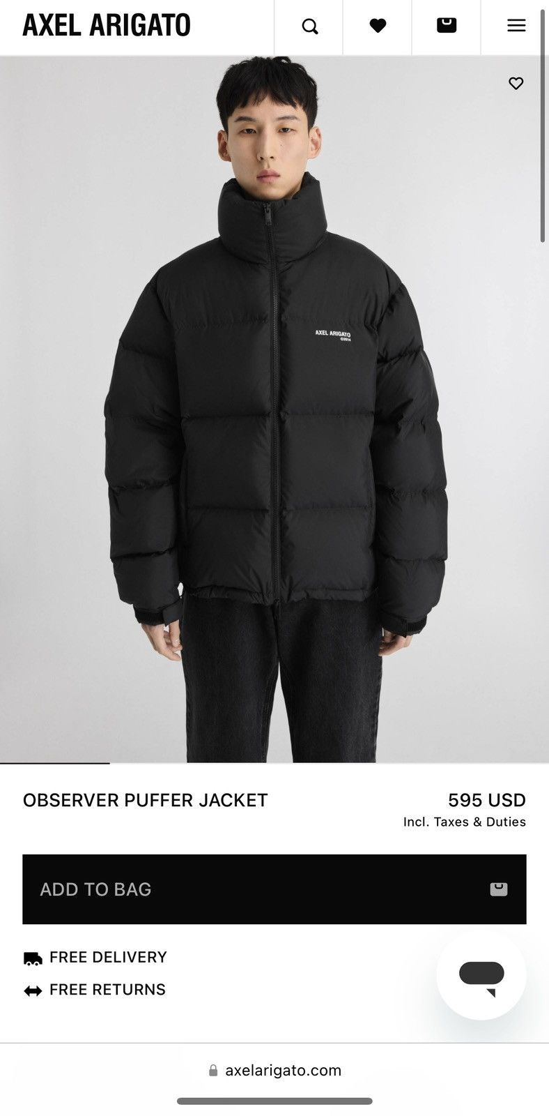 Axel Arigato Black Observer Puffer Size L Size US L / EU 52-54 / 3 - 1 Thumbnail
