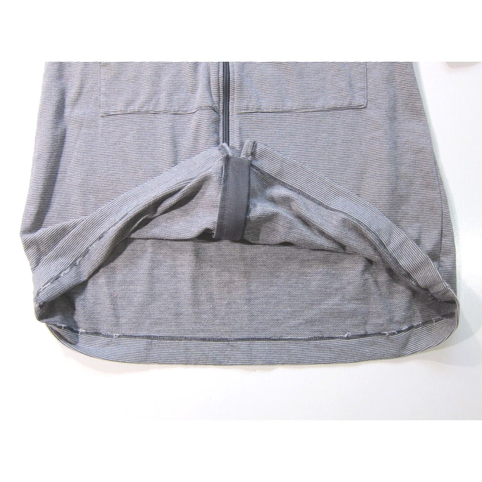 Vintage Stan Herman Cotton Stretch Jersey Grey Stripe Zip Mock Neck Pocket Robe Dress S Size S / US 4 / IT 40 - 6 Thumbnail