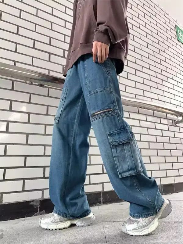 Japanese Brand Y2k Baggy Cargo Pants Denim Baggy Jeans Trousers Size US 28 / EU 44 - 2 Thumbnail