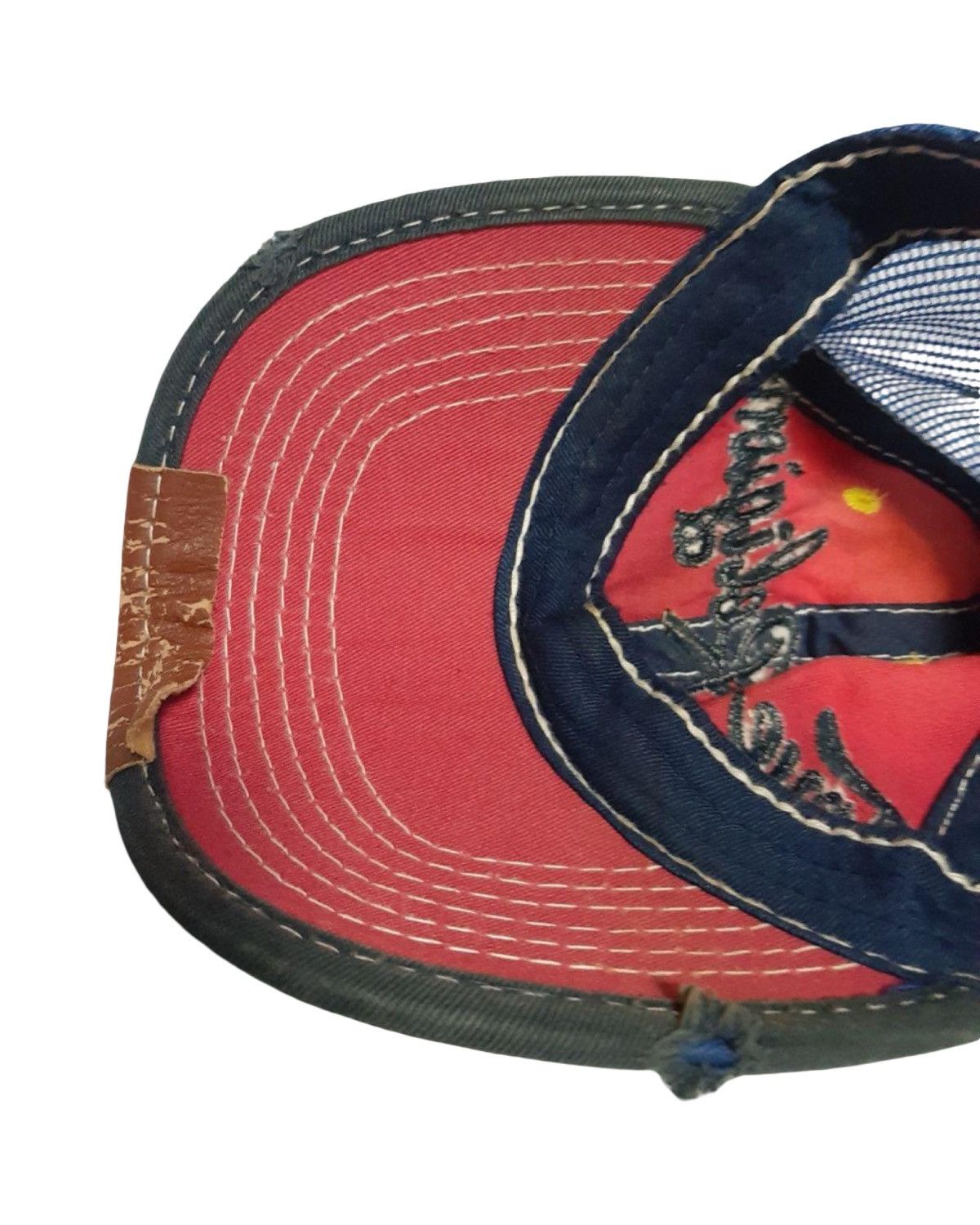 True Religion Sunshine Distressed Sashiko Stitched Base Ball Cap Size ONE SIZE - 5 Thumbnail