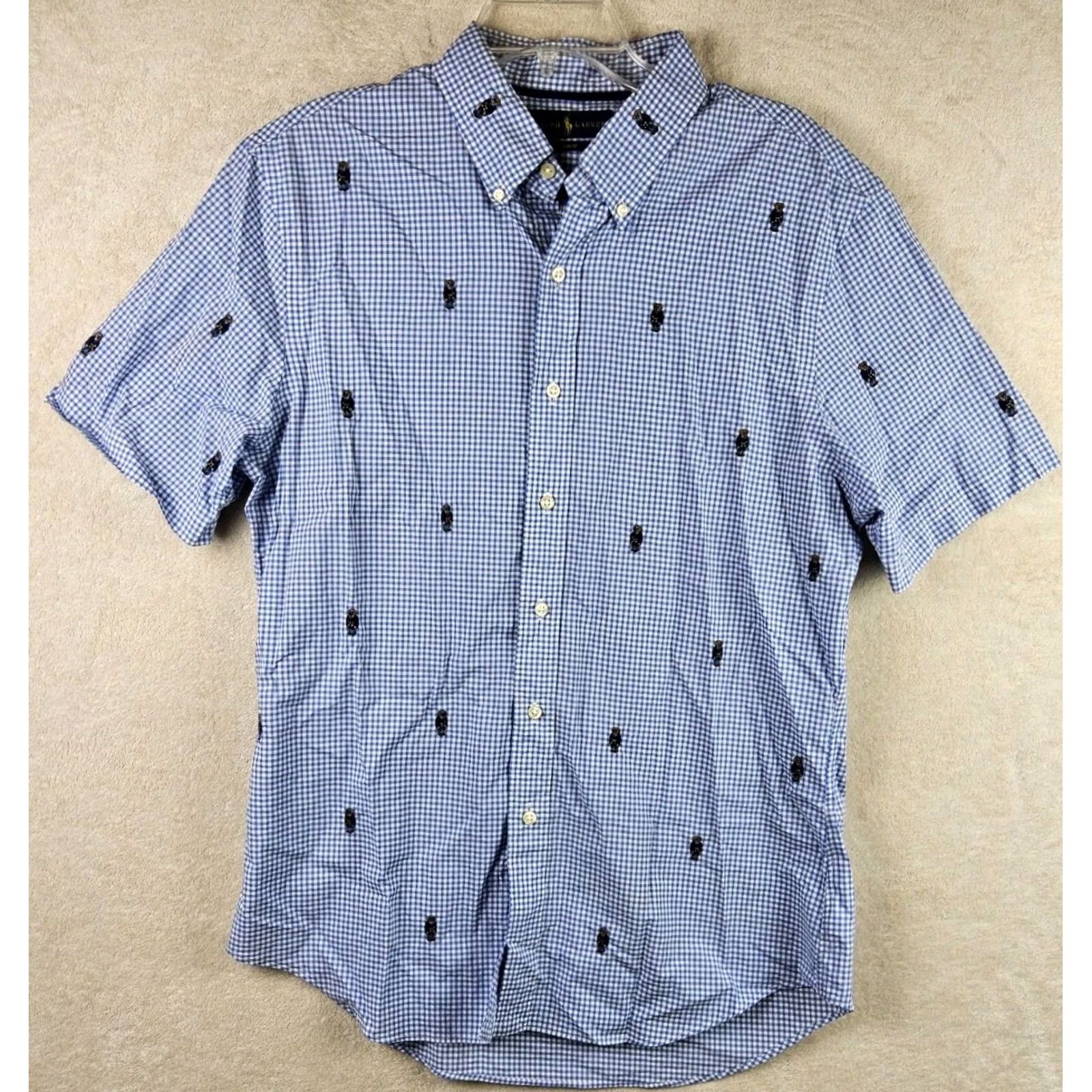Ralph Lauren Ralph Lauren Polo Bear Short Sleeve Slim Fit Shirt L Mens Multicolor Bear Slimming 90s? (adjust as needed) Size US L / EU 52-54 / 3 - 2 Thumbnail
