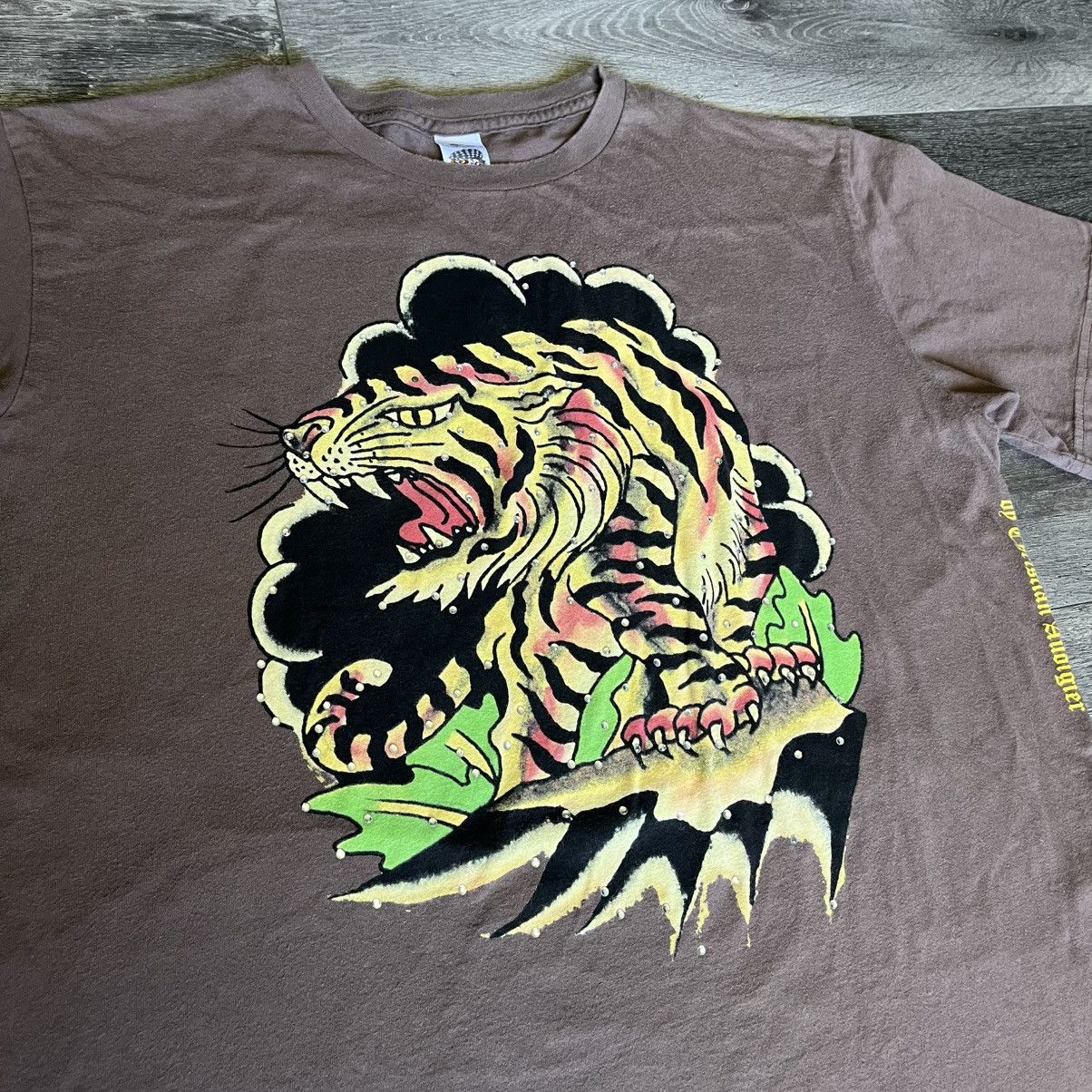 Ed Hardy Vintage 2000s Ed Hardy Studded Rhinestone Tiger Logo T Shirt Size US L / EU 52-54 / 3 - 3 Thumbnail
