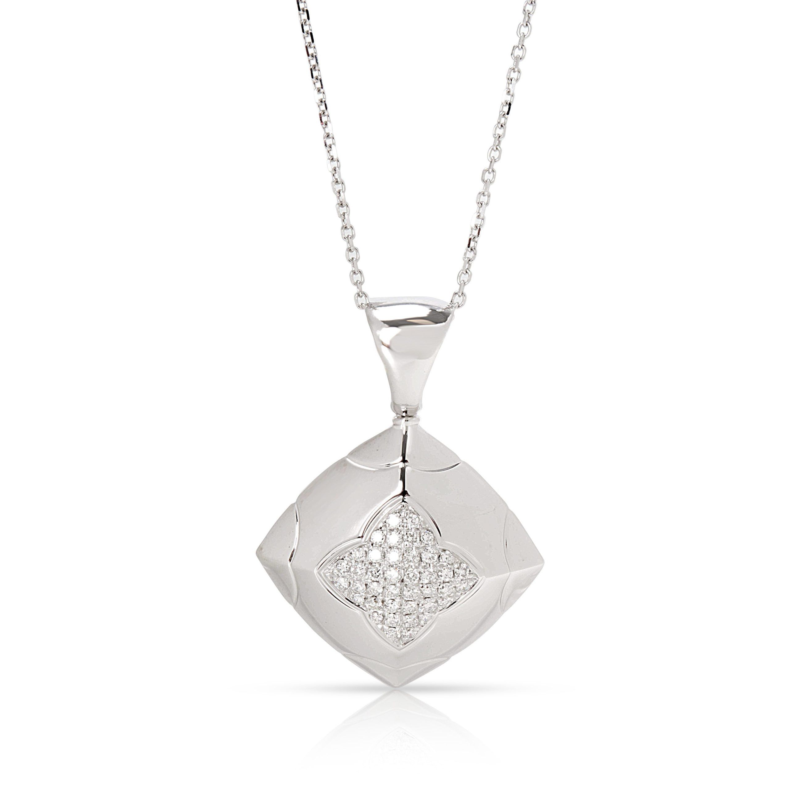 image of Bvlgari Piramide Diamond Pendant In 18K White Gold, Women's