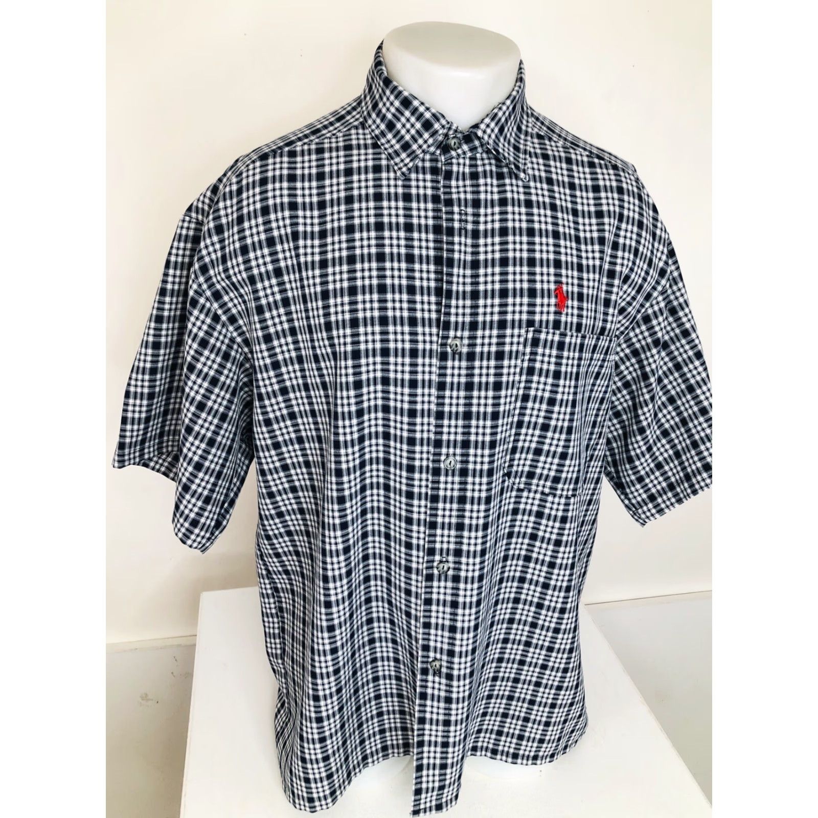 Ralph Lauren VINTAGE Polo / Ralph Lauren Plaid Embroidered Made in USA XL Shirt Mens Short Sleeve Blue / Brown / Red USA Embo Shirt XL Size US XL / EU 56 / 4 - 4 Thumbnail