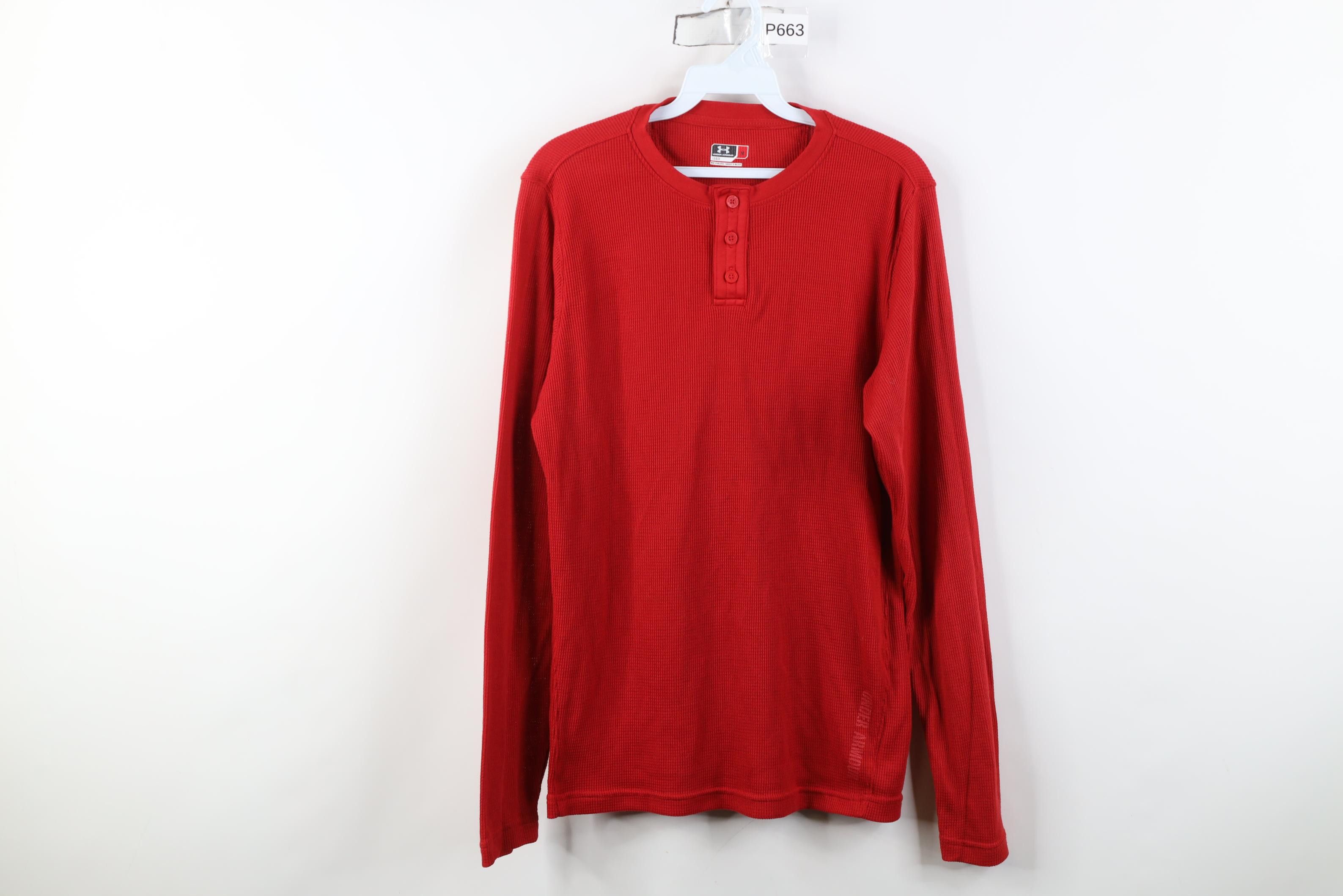 Under Armour Under Armour Waffle Knit Long Sleeve Henley T-Shirt Red Size US M / EU 48-50 / 2 - 1 Thumbnail