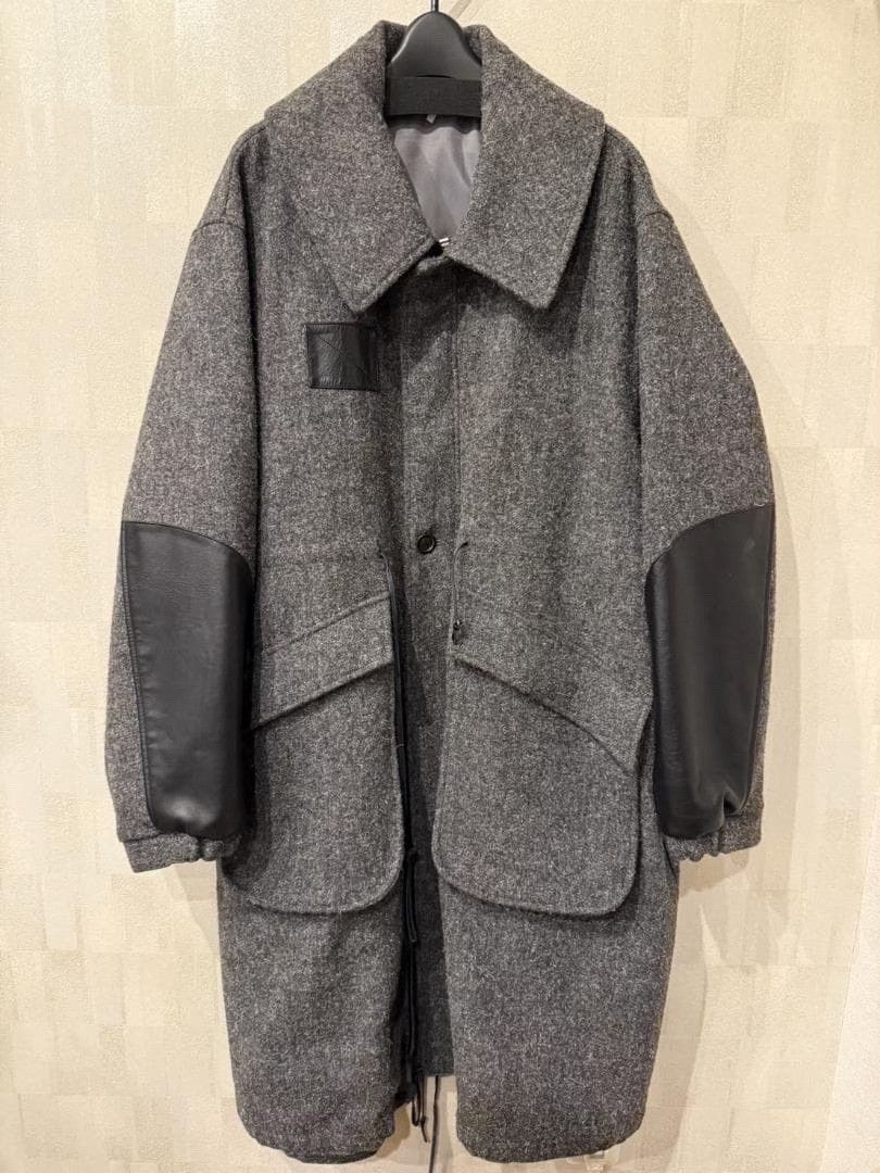 SOSHIOTSUKI SOSHIOTSUKI 23AW Leather Panel Wool Coat Size US S / EU 44-46 / 1 - 1 Thumbnail