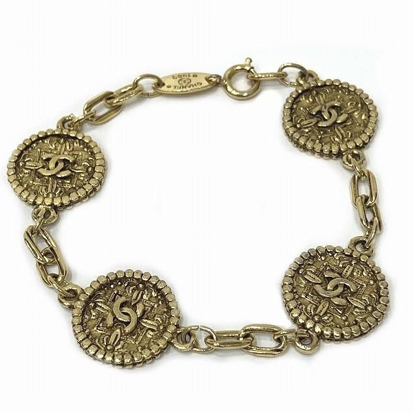 image of Chanel Cc Coin Link Bracelet in Gold, Women's