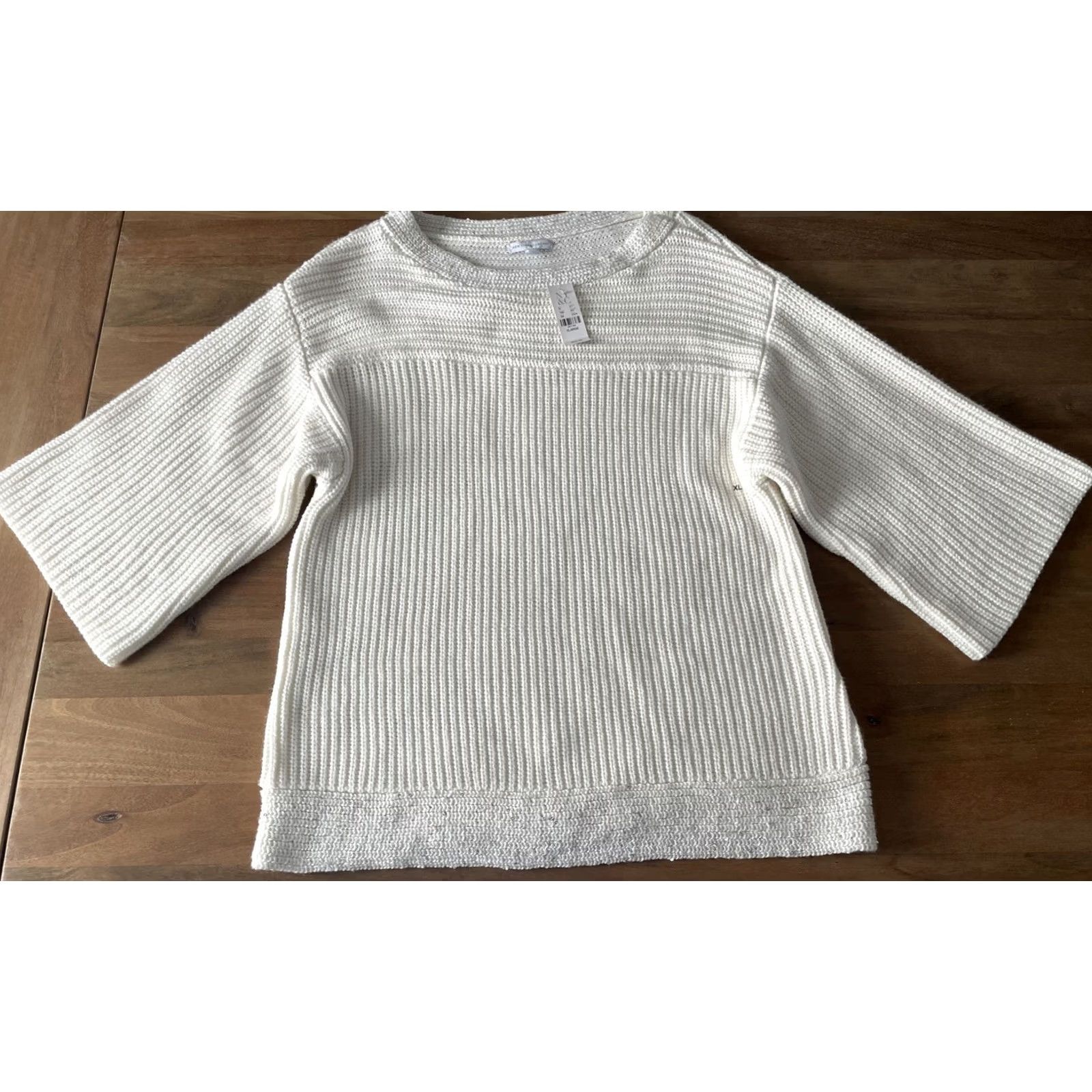 Vintage New York & Co Sweater Womens XL White Boxy Round Neck Relaxed Boho Christmas City Classic Winter Boho Pullover Mens Womens Size XL / US 12-14 / IT 48-50 - 2 Thumbnail