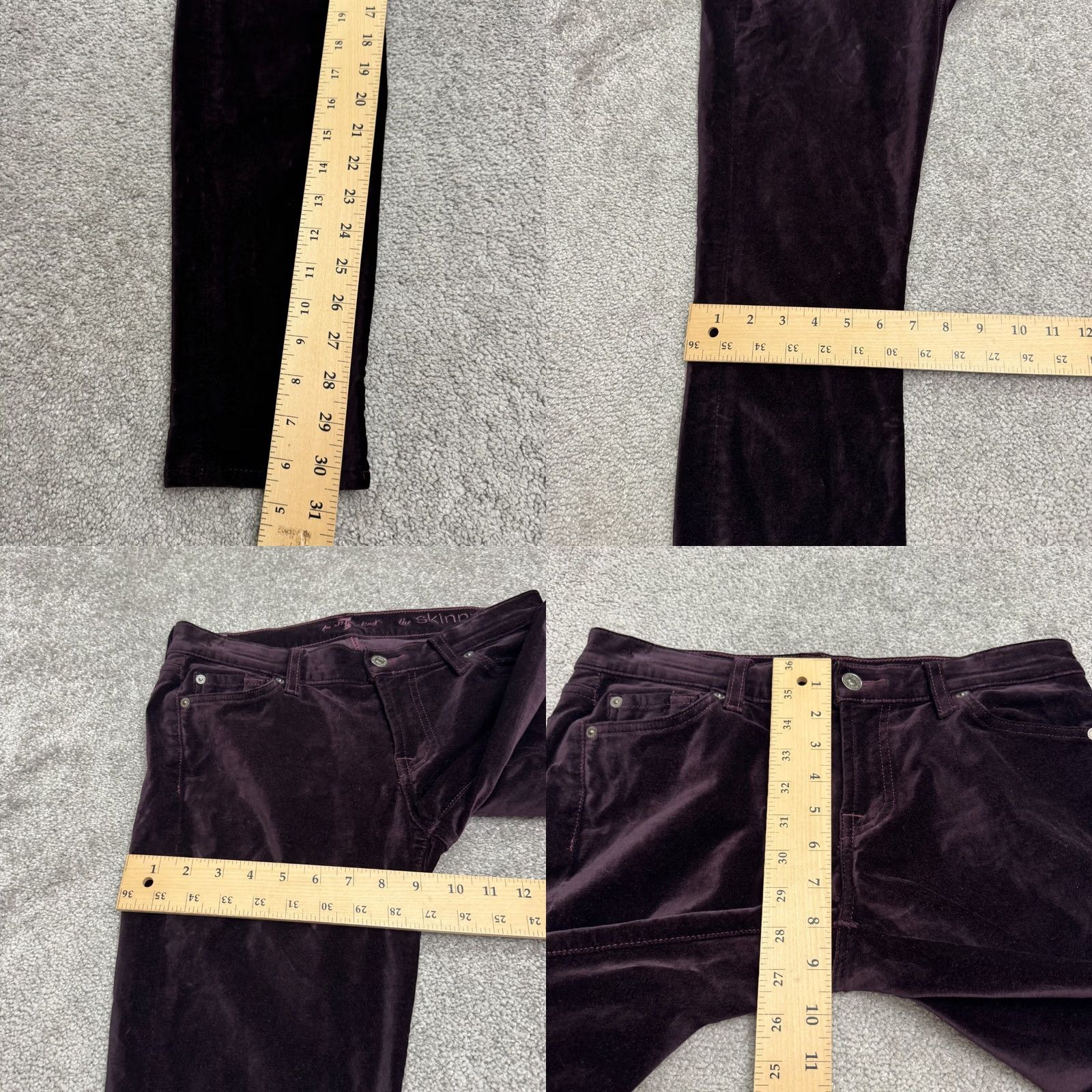 7 For All Mankind 7 For All Mankind Skinny Pants Women 29 Purple Mid Rise Velvet Stretch 30x30 Size 29" - 9 Thumbnail