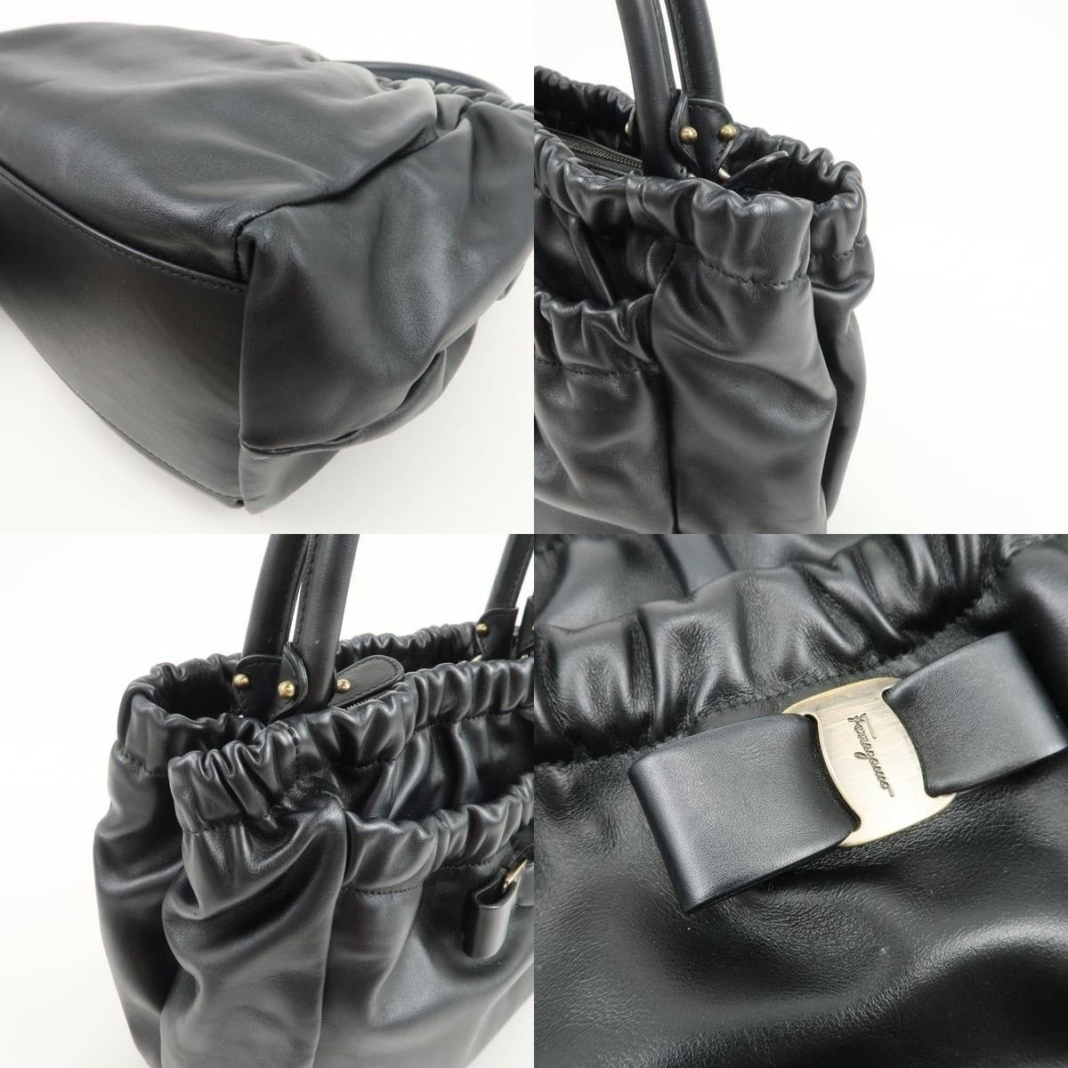 Salvatore Ferragamo Ferragamo Vara Bow Calfskin Shoulder Bag Black Size ONE SIZE - 5 Thumbnail