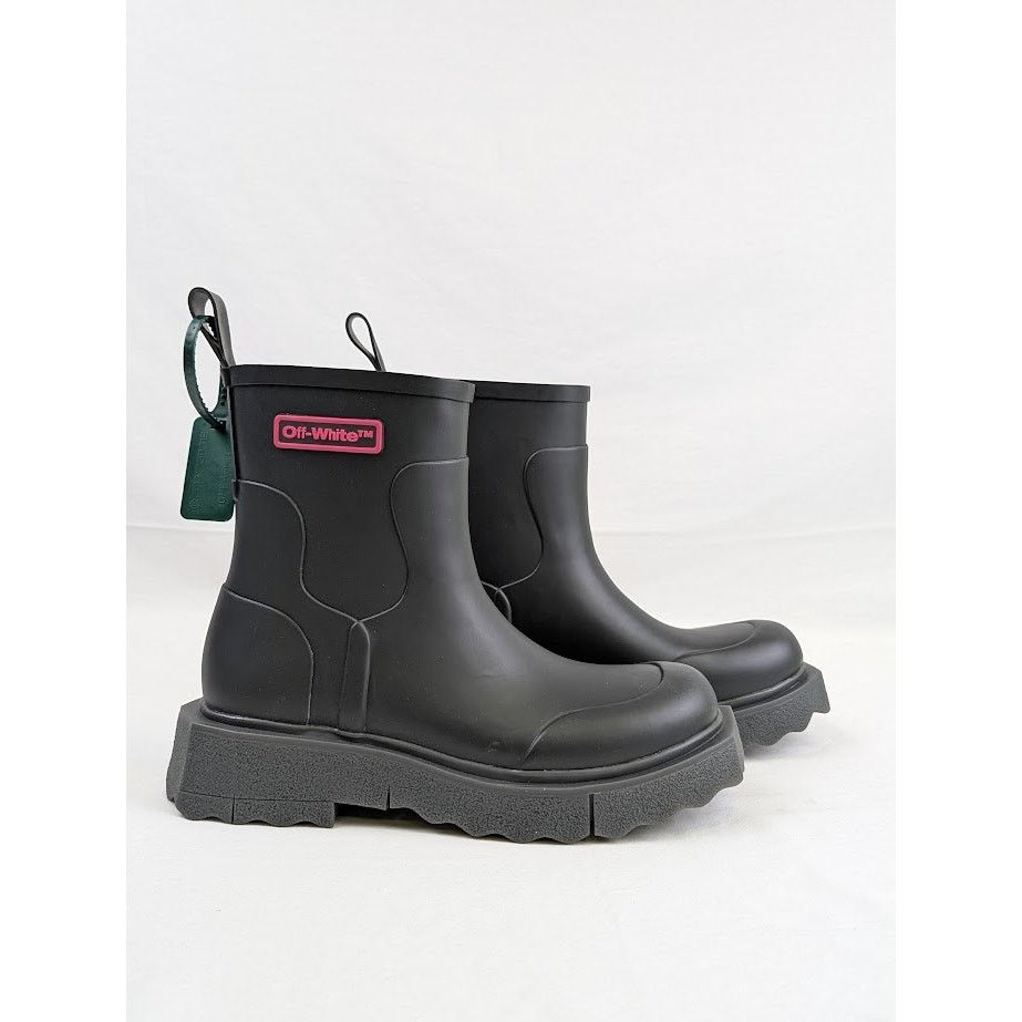 Off-White o1rshd1 Logo Sponge Rubber Boots in Black Violet Size US 8 / EU 41 - 7 Thumbnail