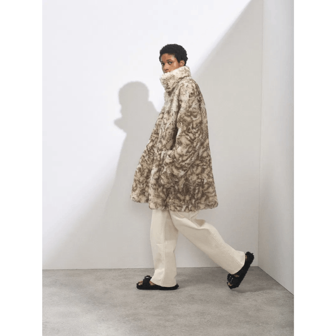 RAEY Raey Wildcat Print Shearling Lambskin Car Coat Size L / US 10 / IT 46 - 5 Thumbnail