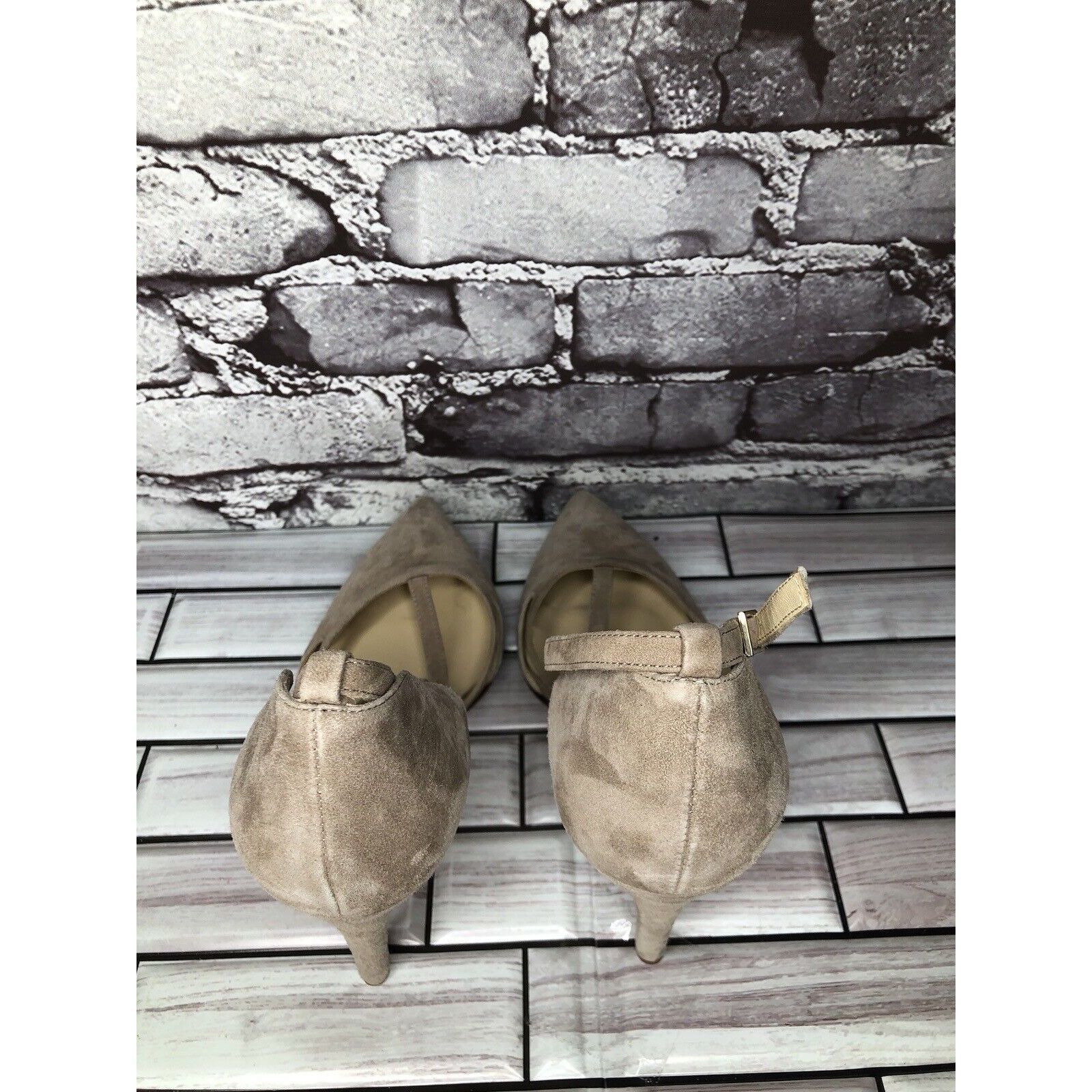Saks Fifth Avenue Saks Fifth Ave Taupe Suede Leather Pointed Toe Strap Heels W Size US 9.5 / IT 39.5 - 5 Thumbnail
