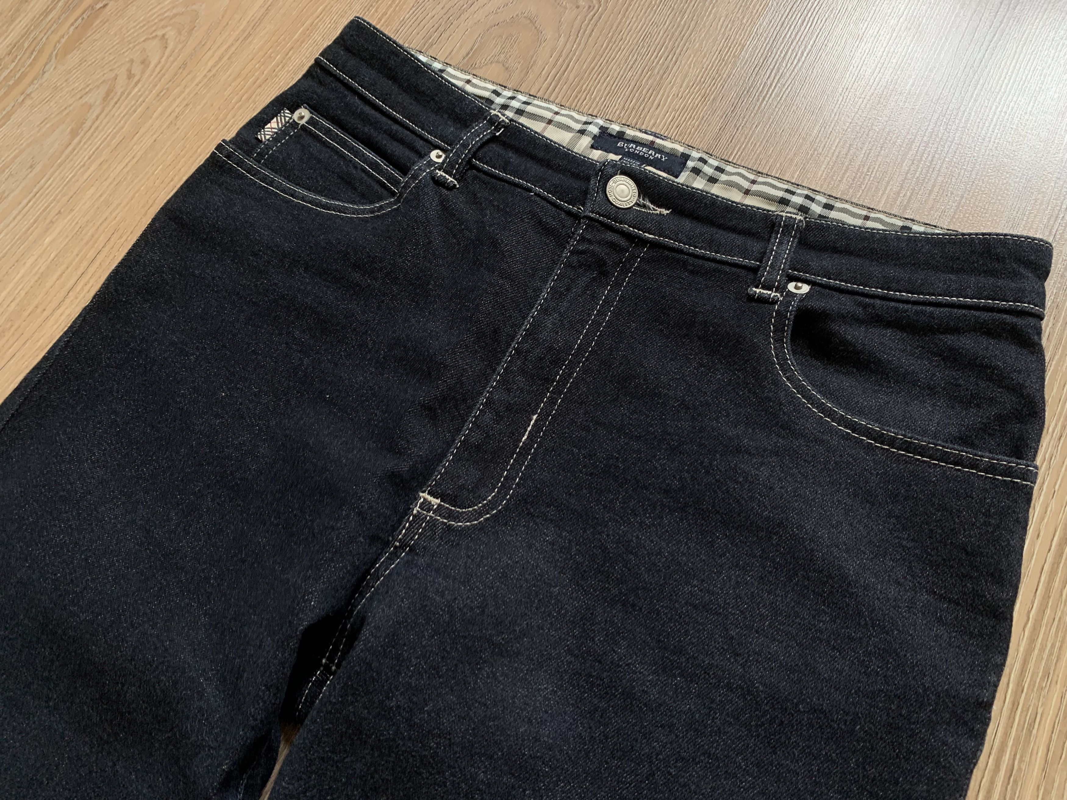 Burberry × Vintage Burberry Vintage Womens Blue Denim Jeans Plaid Cuffs Size 32" / US 10 / IT 46 - 4 Thumbnail