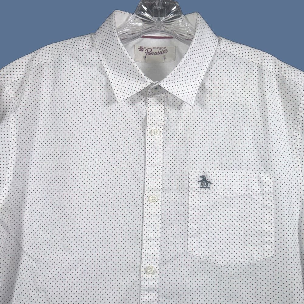 Vintage Penguin Munsingwear Heritage Slim Fit Shirt Mens L Polka Dot White Long Sleeve Size US L / EU 52-54 / 3 - 1 Thumbnail