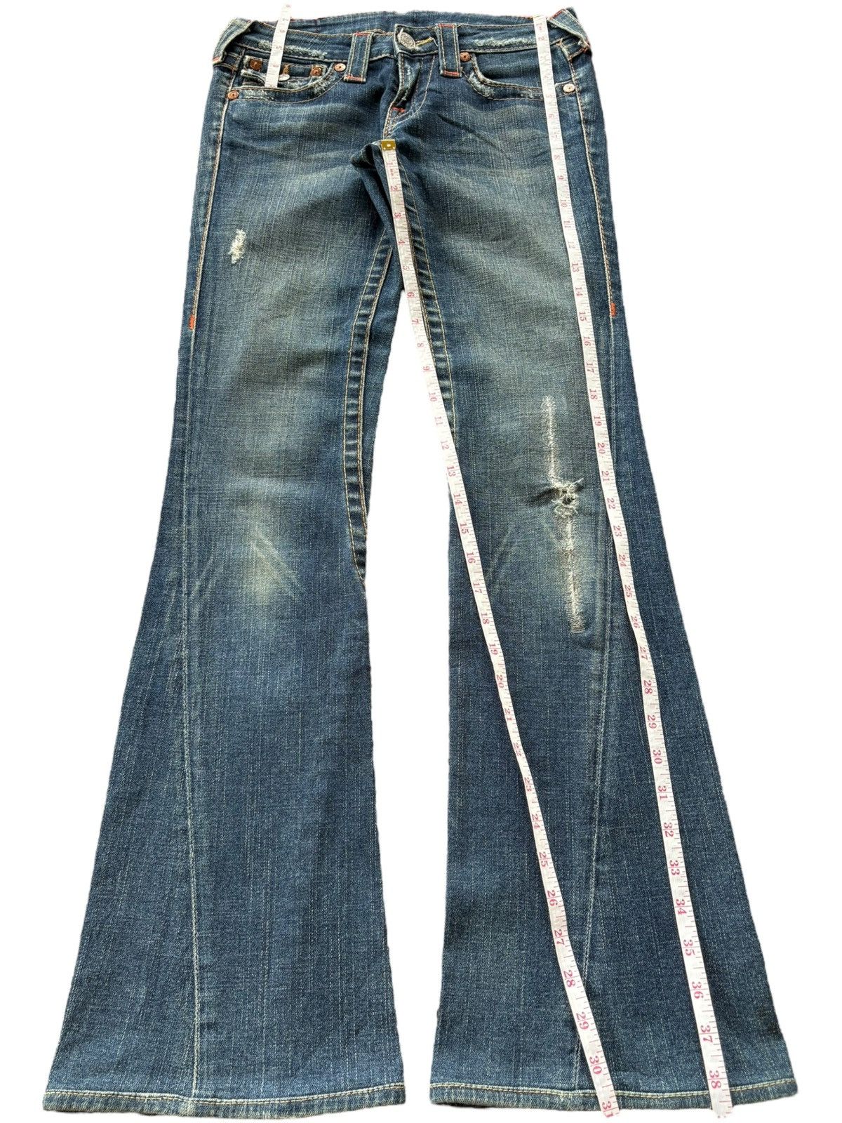 True Religion Vintage Y2K True Religion Joey Distress Low Rise Flare Jeans Size 28" / US 6 / IT 42 - 7 Thumbnail