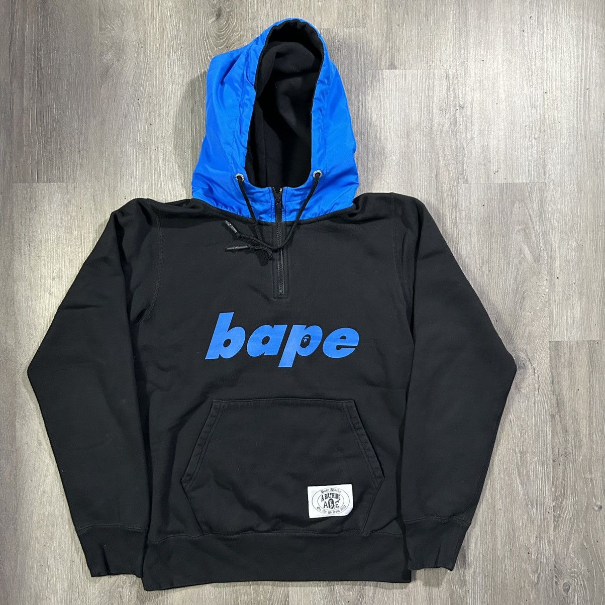 Bape BAPE Mix Material Quarter Zip Pullover Hoodie Size US M / EU 48-50 / 2 - 1 Thumbnail
